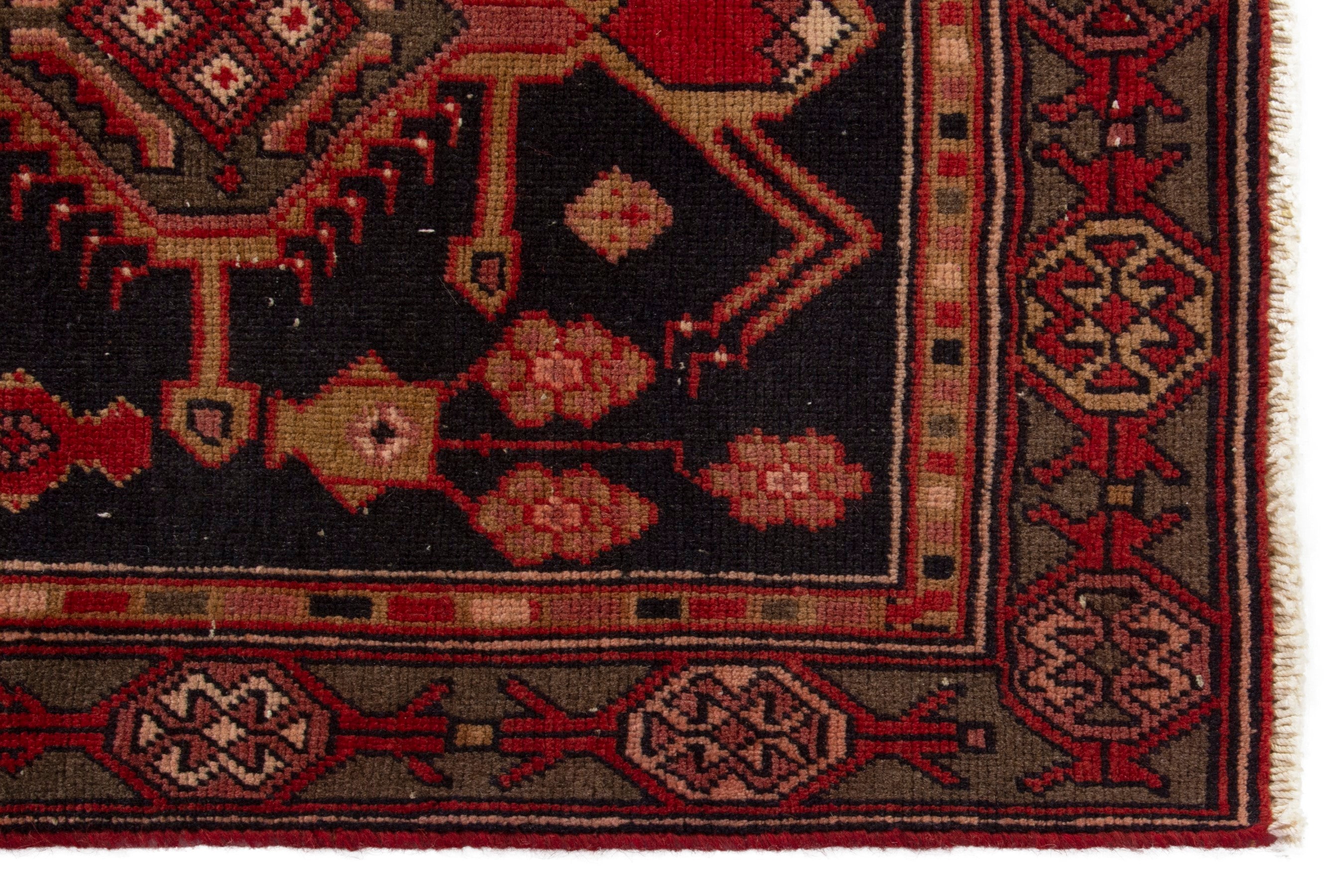 Persian Ardabil area rug in navy and deep red, view 5 of 19