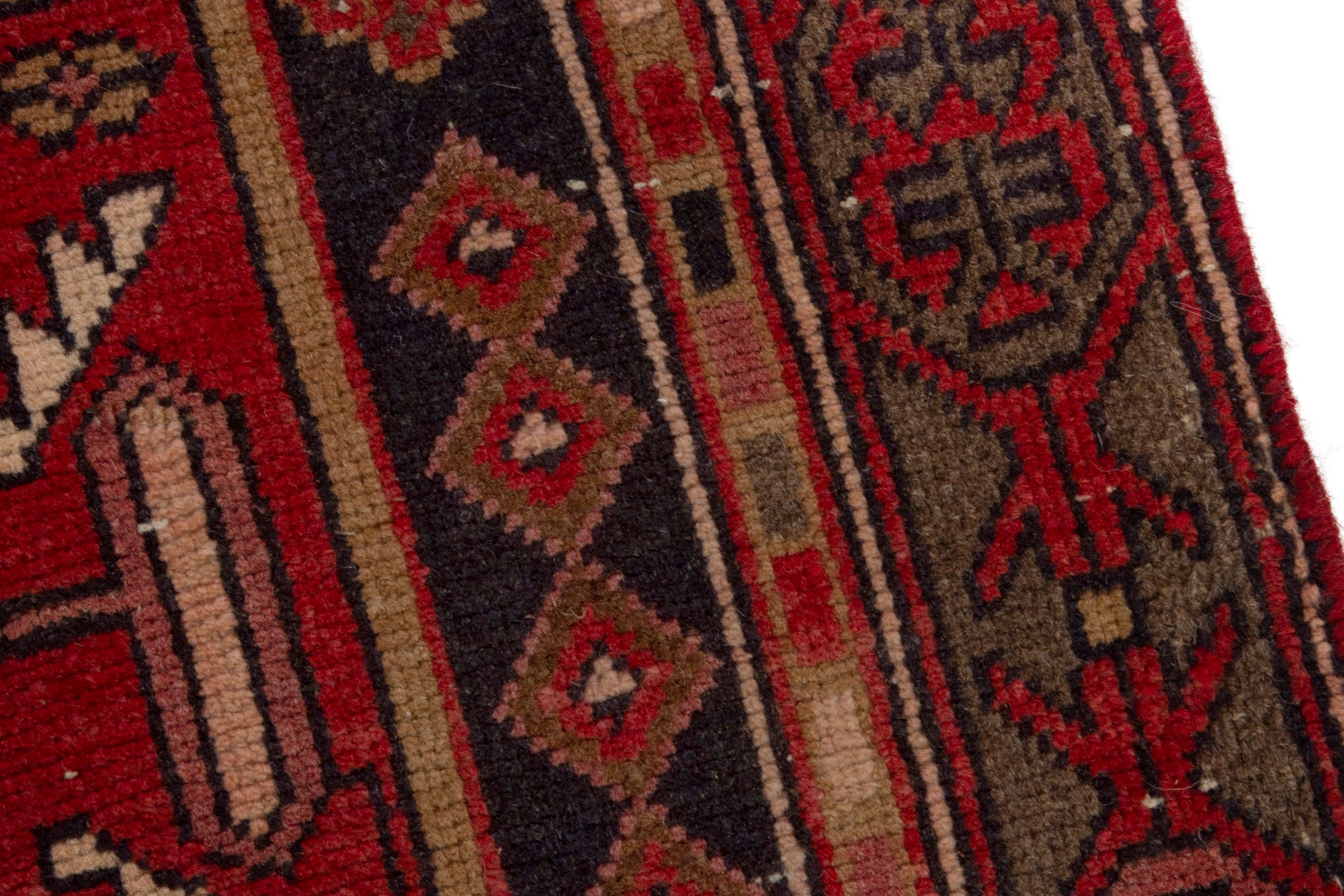 Persian Ardabil area rug in navy and deep red, view 8 of 19