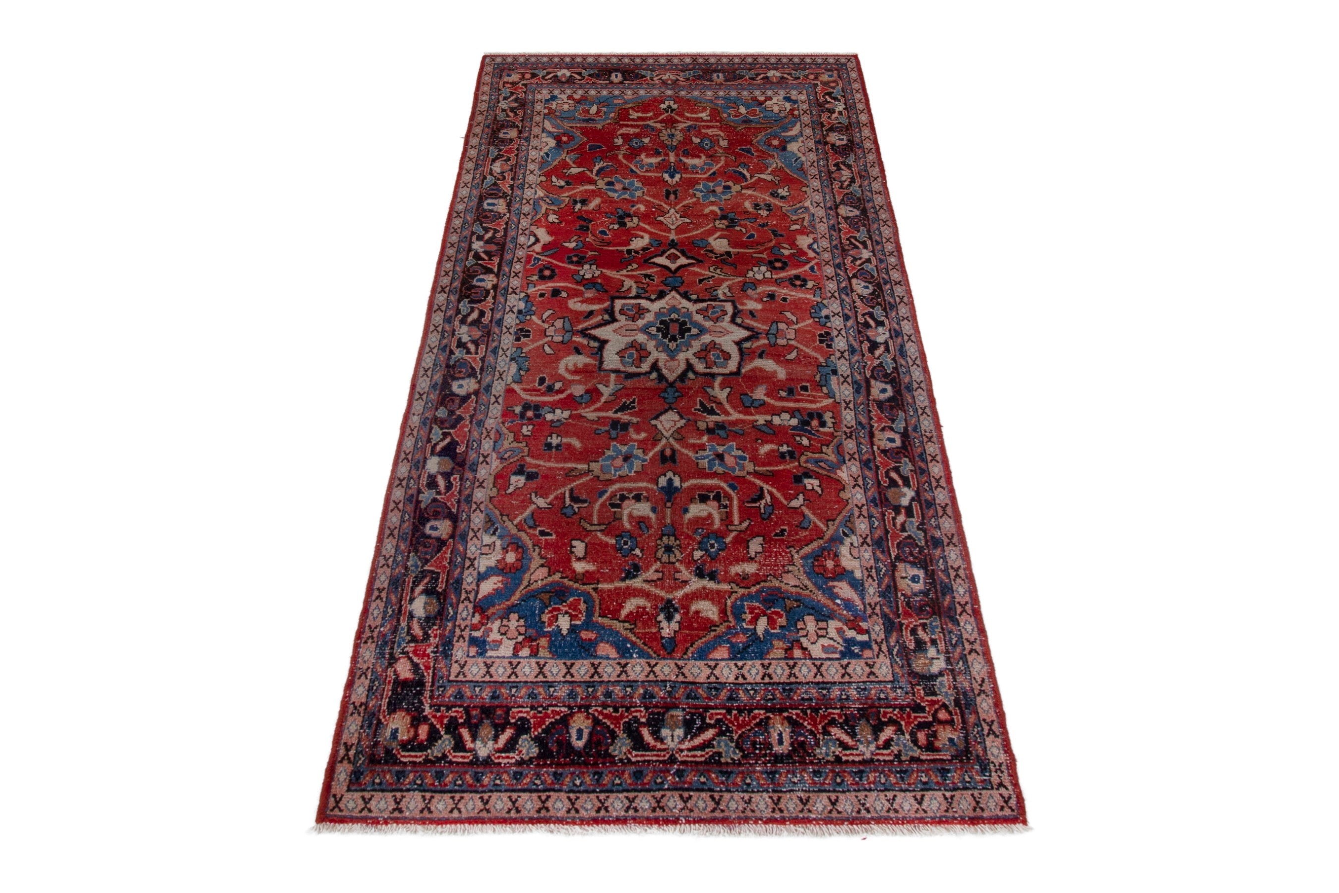 Persian Mahal area rug in deep red and navy, view 3 of 20