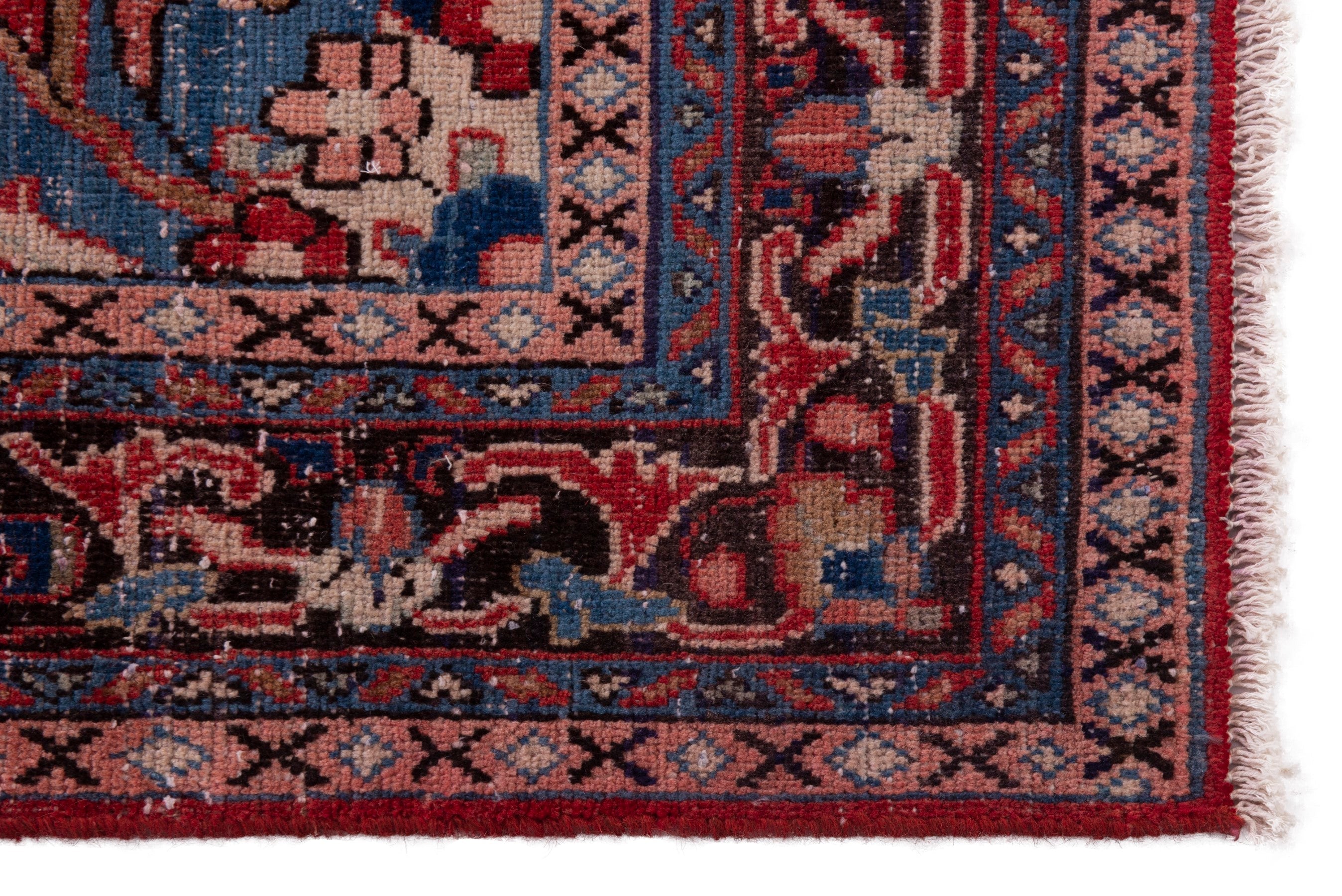 Persian Mahal area rug in deep red and navy, view 5 of 20
