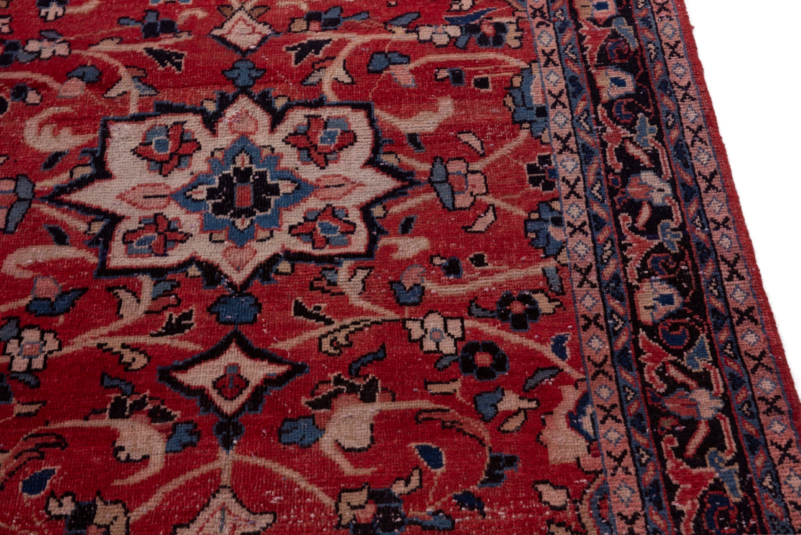 Persian Mahal area rug in deep red and navy, view 7 of 20