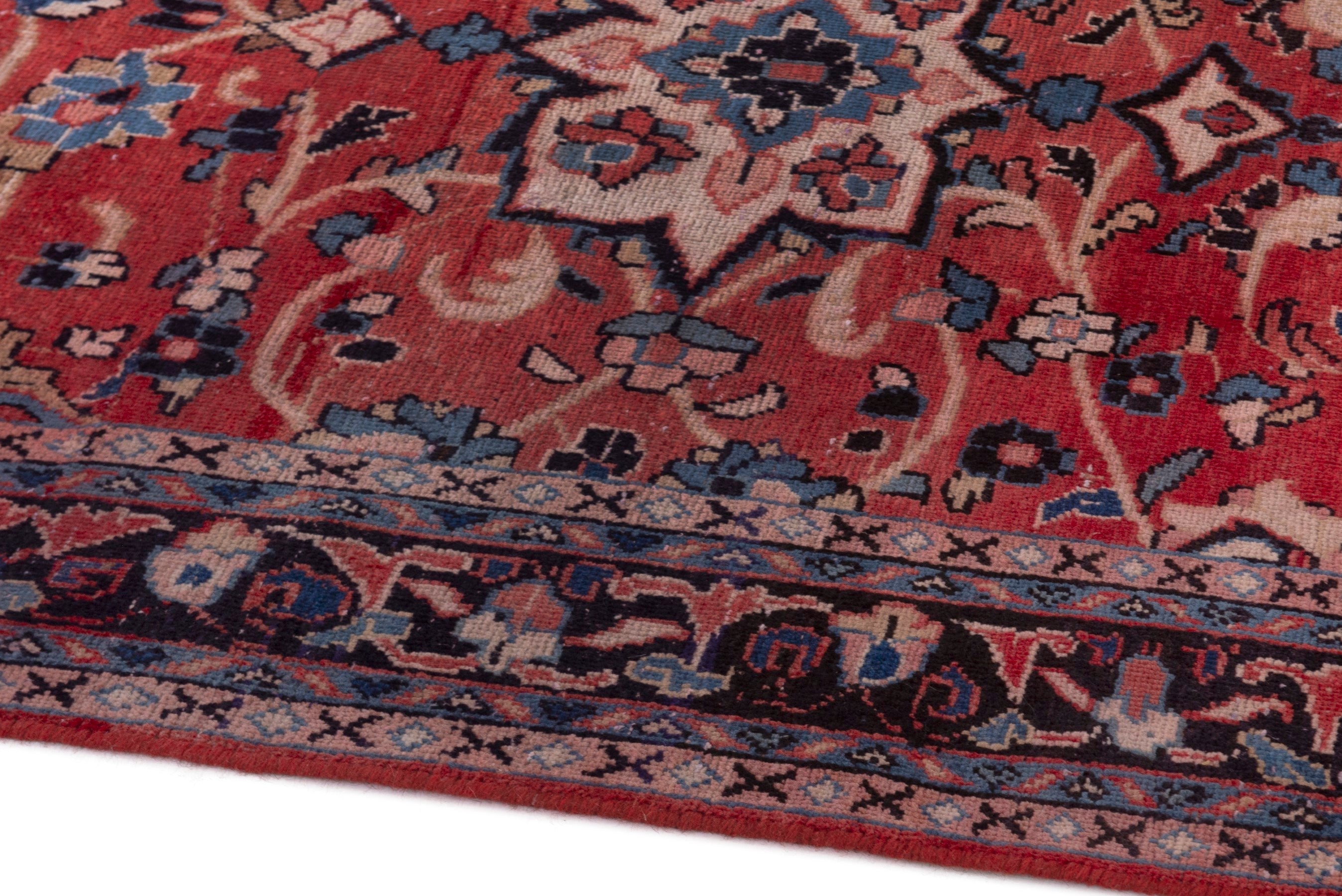 Persian Mahal area rug in deep red and navy, view 8 of 20