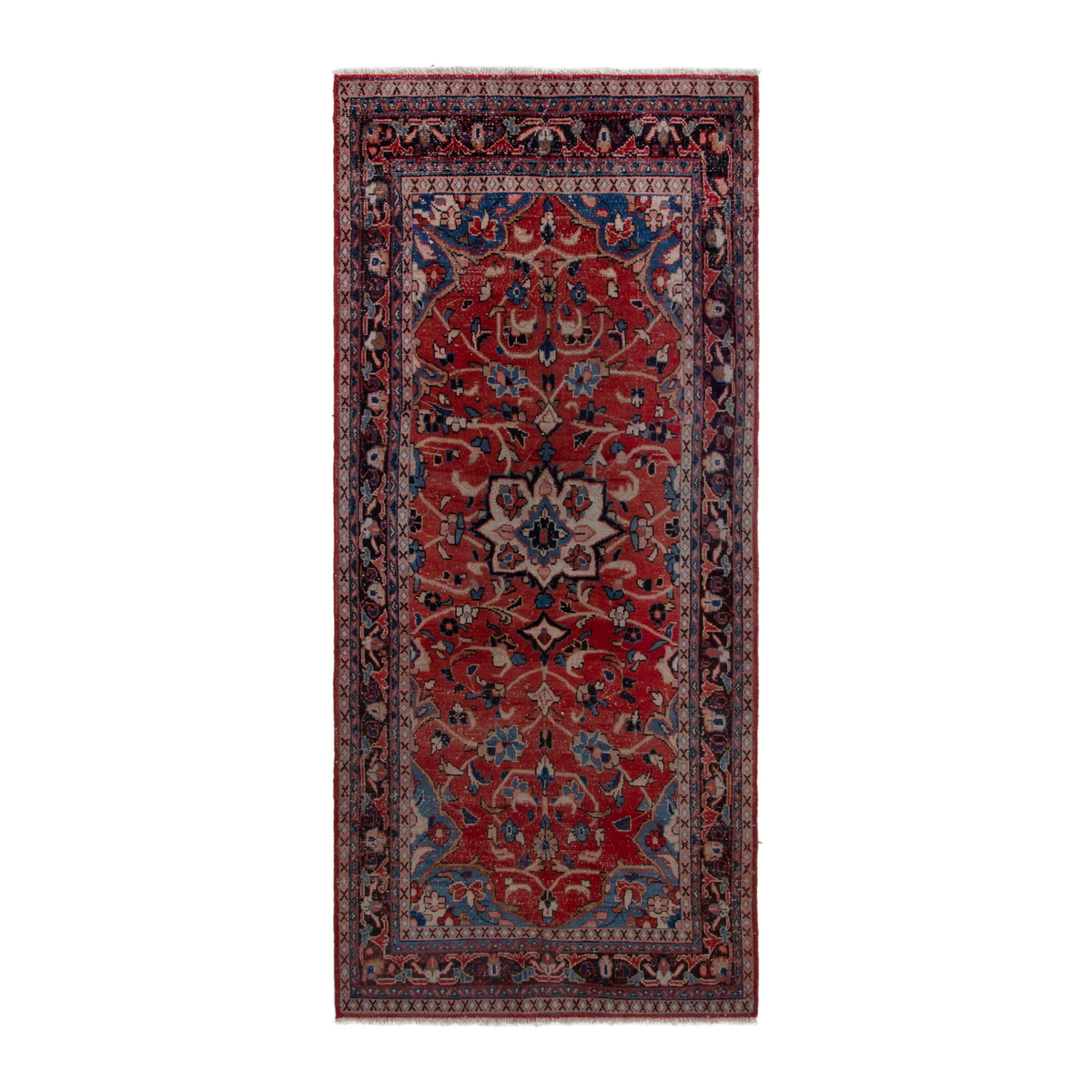 Persian Mahal area rug in deep red and navy, 4'1" x 9'1"