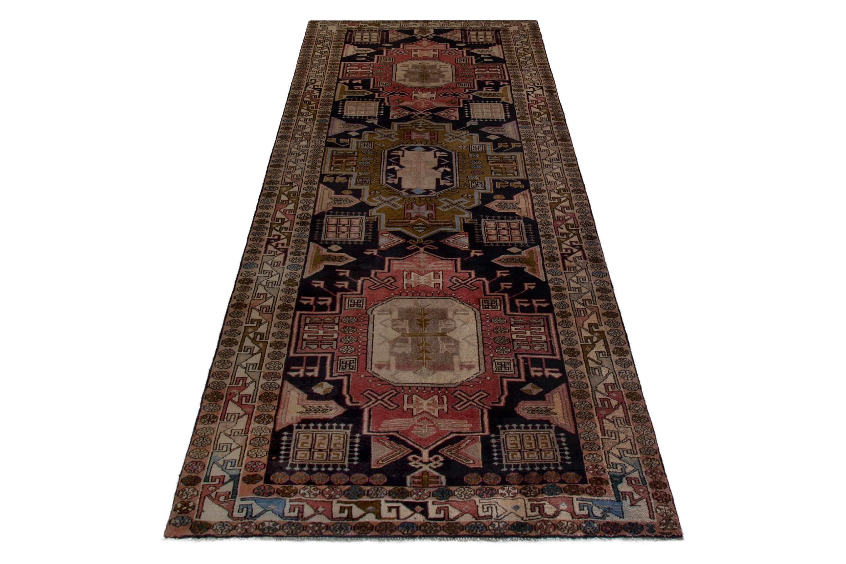Persian Ardabil area rug in navy and cream, view 2 of 19