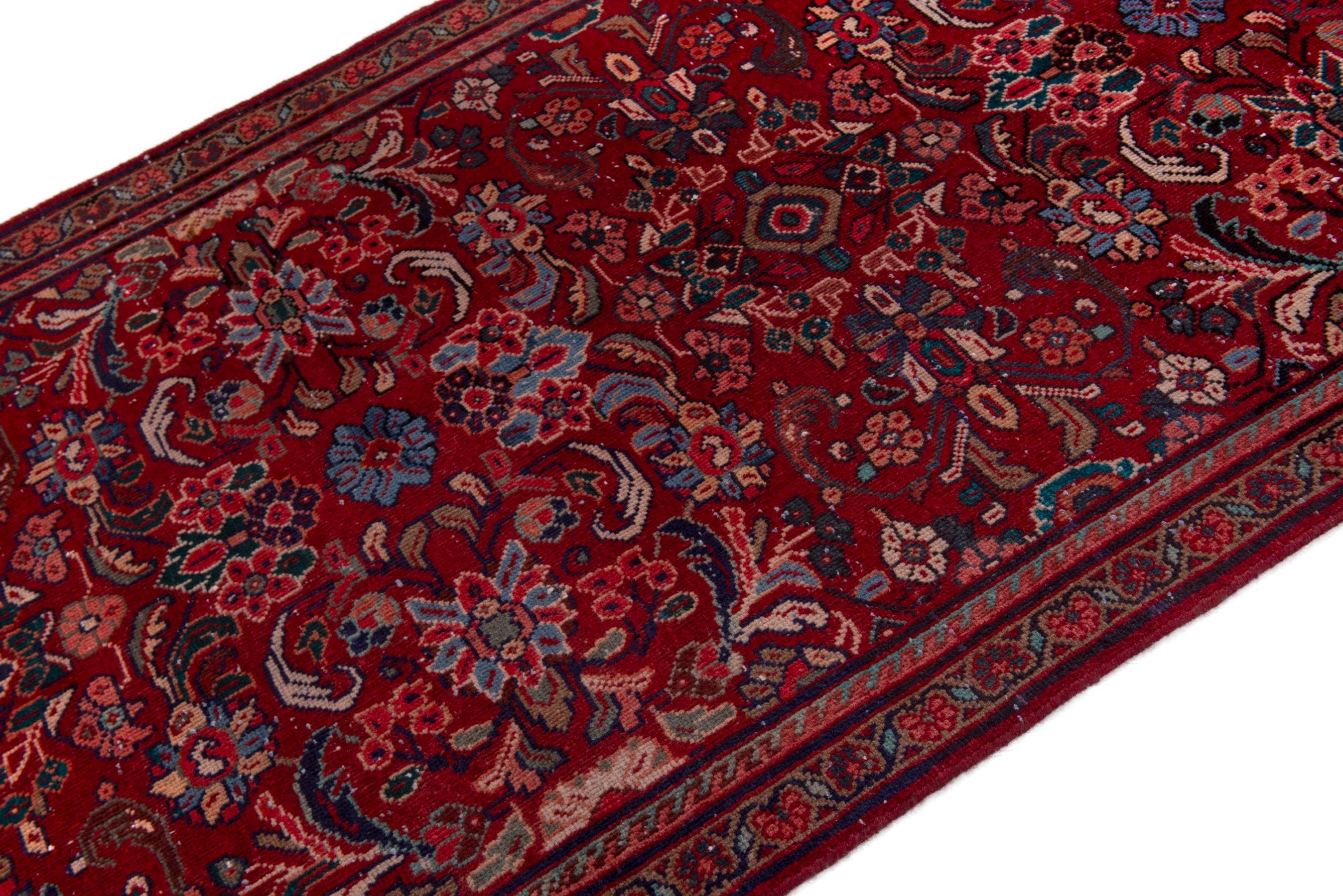 Persian Mahal area rug in deep red and rust, view 4 of 21