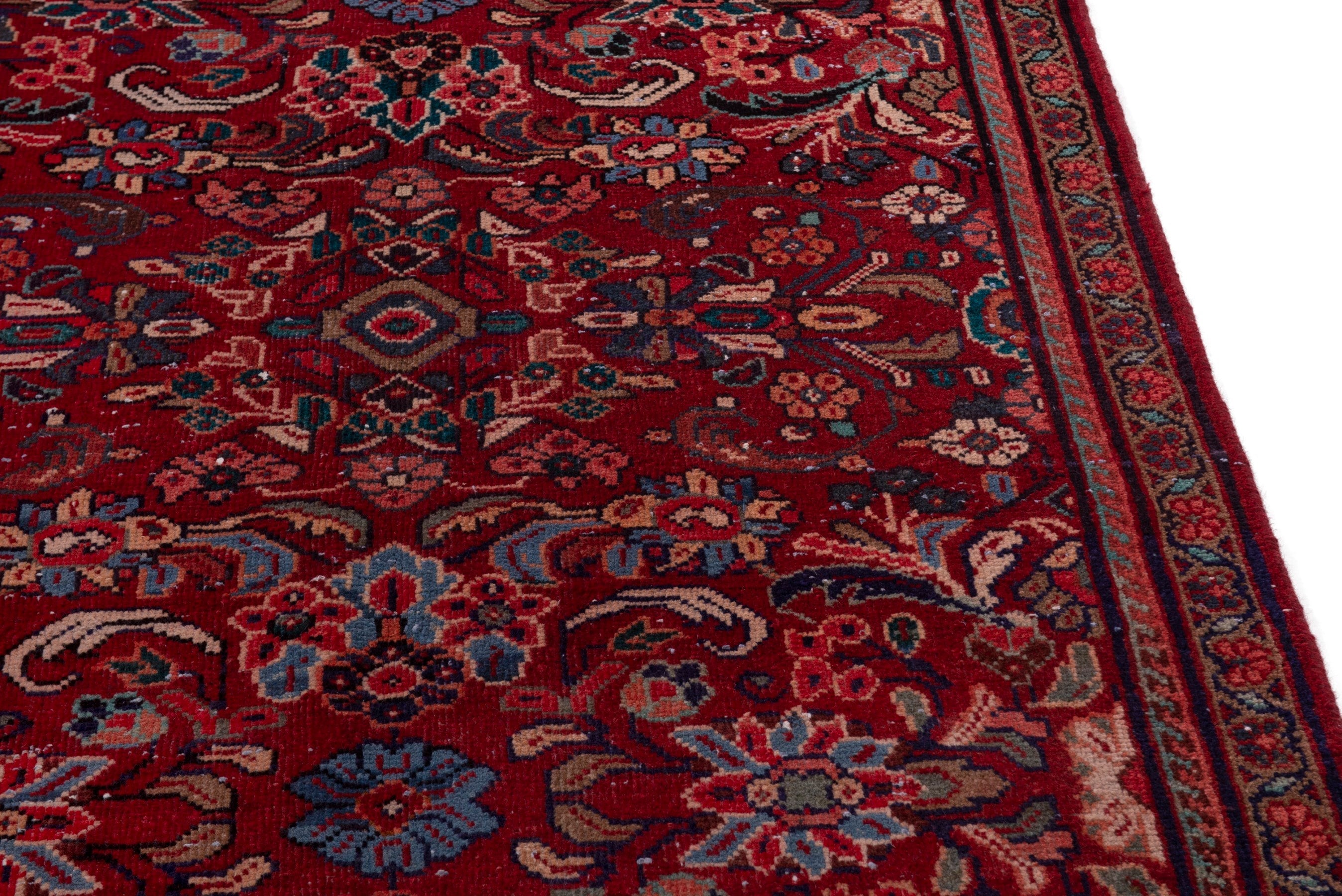 Persian Mahal area rug in deep red and rust, view 7 of 21