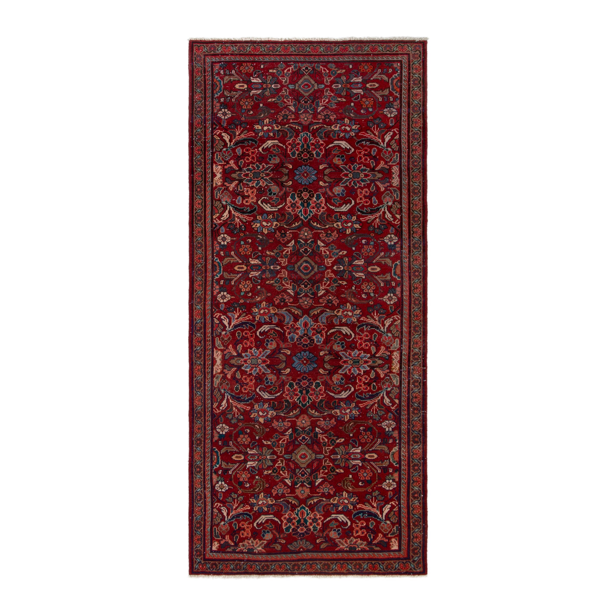 Persian Mahal area rug in deep red and rust, 4'3" x 10'1"