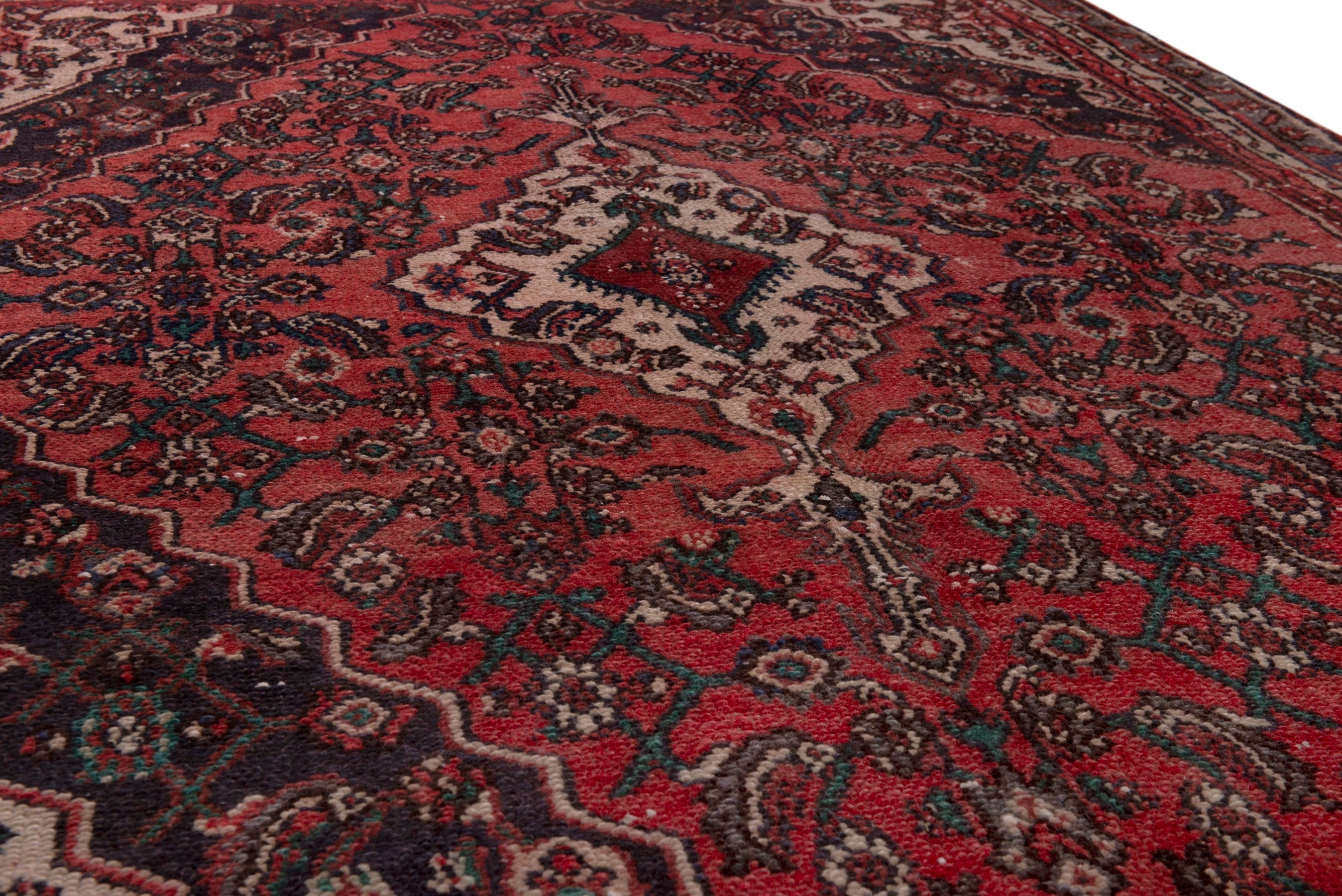 Persian Hamedan area rug in deep red and burgundy, view 10 of 19