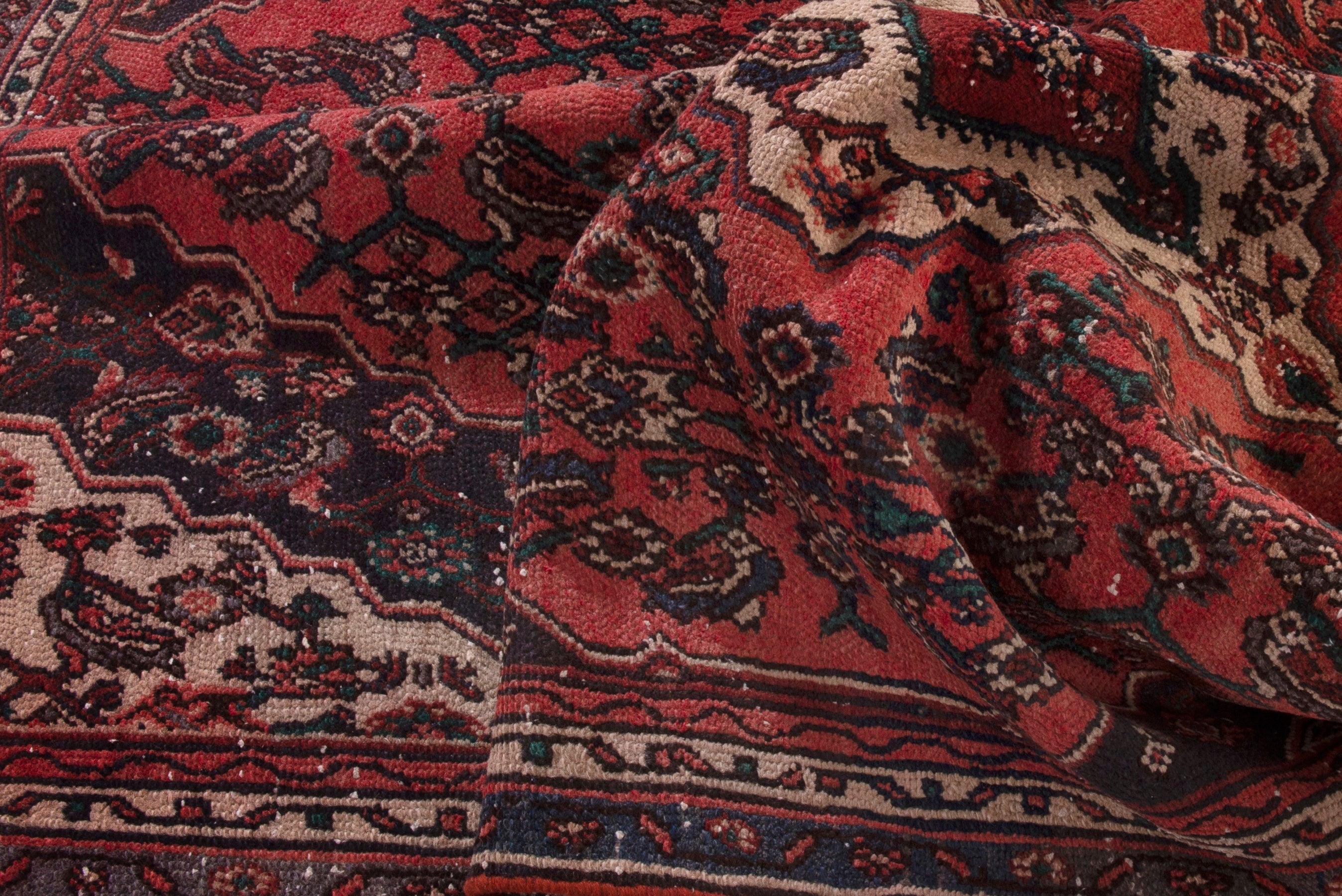 Persian Hamedan area rug in deep red and burgundy, view 16 of 19