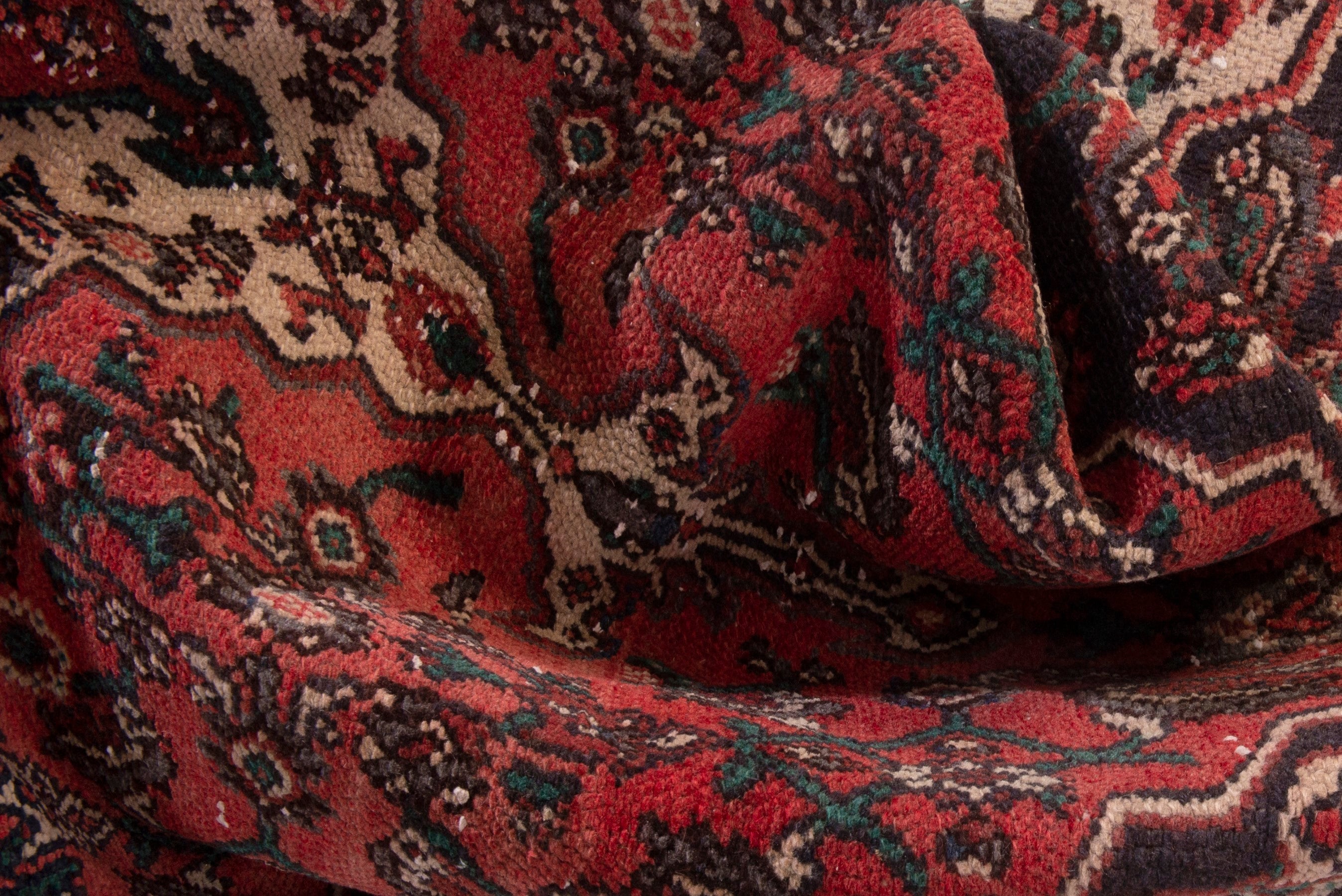 Persian Hamedan area rug in deep red and burgundy, view 17 of 19