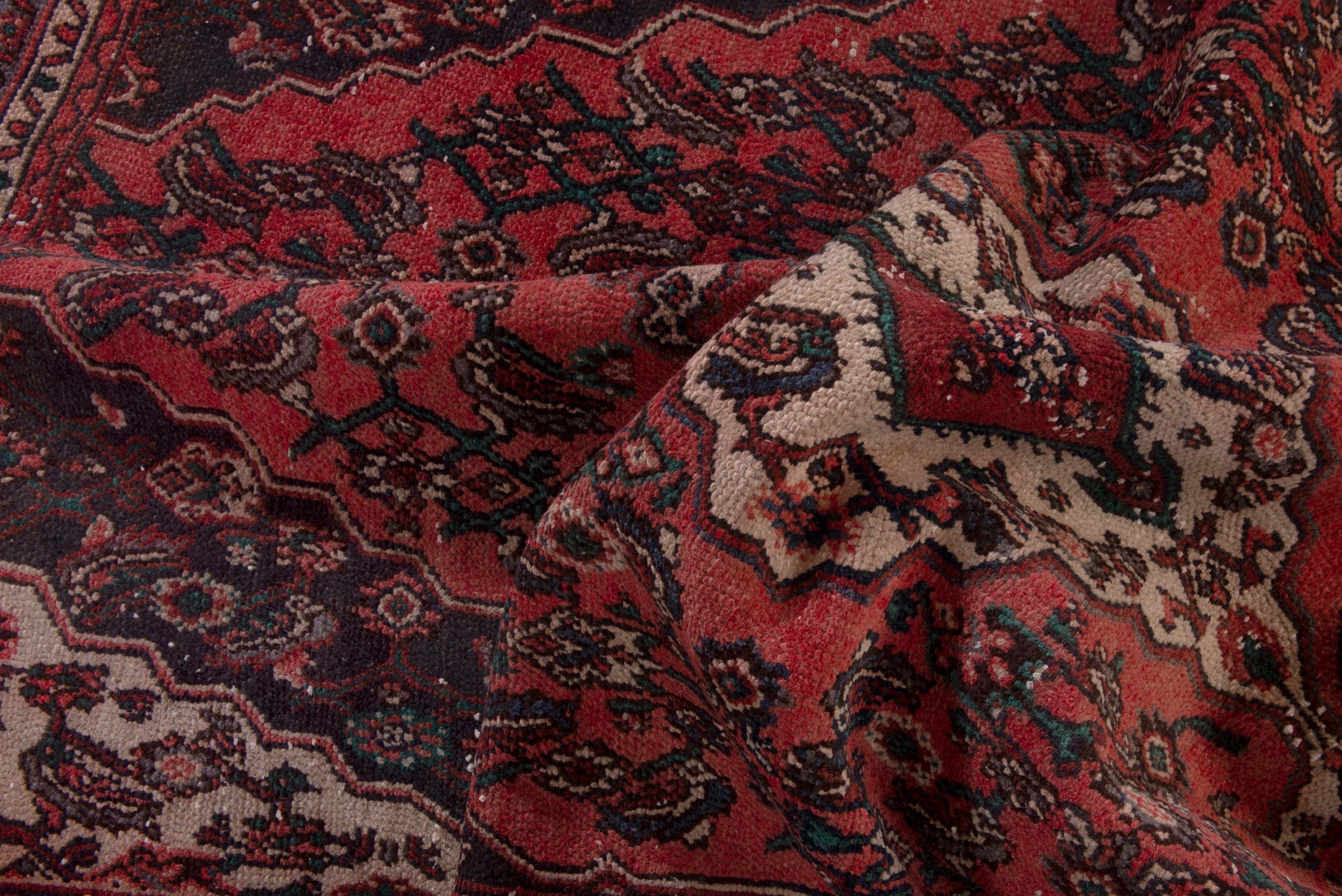 Persian Hamedan area rug in deep red and burgundy, view 18 of 19