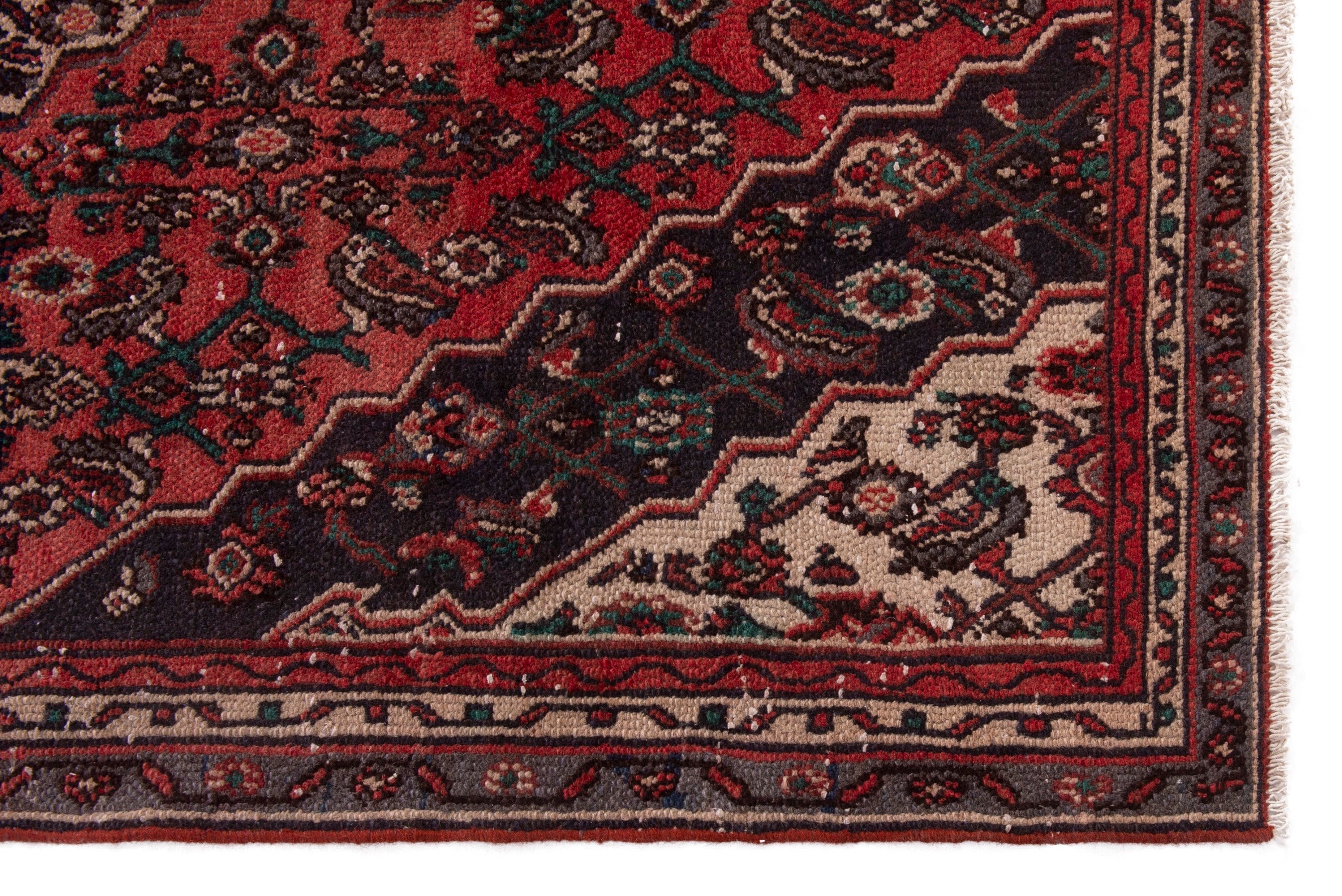 Persian Hamedan area rug in deep red and burgundy, view 5 of 19