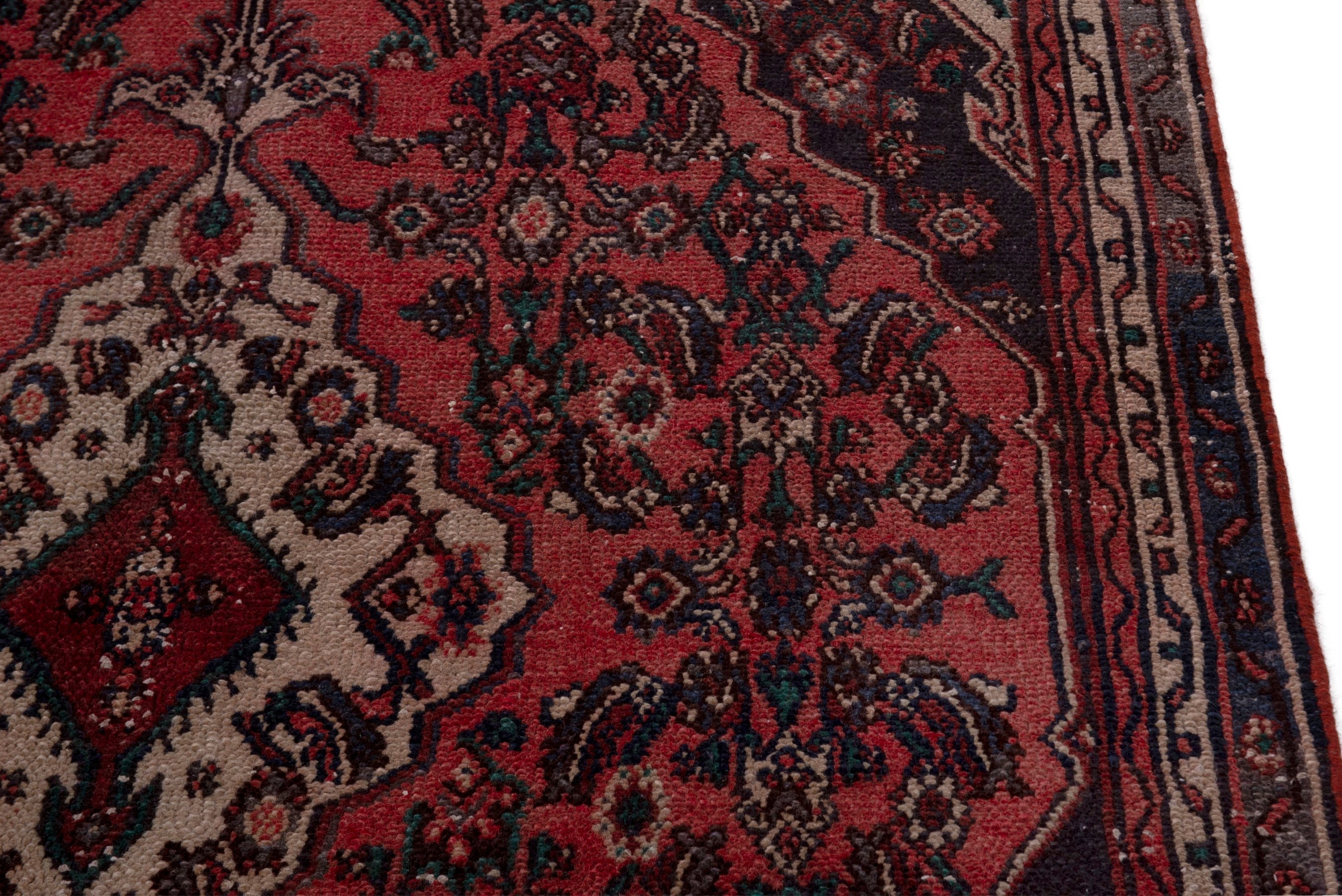 Persian Hamedan area rug in deep red and burgundy, view 7 of 19