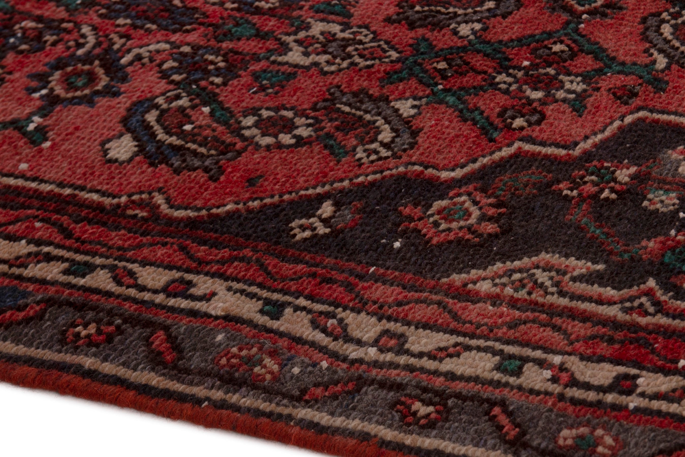 Persian Hamedan area rug in deep red and burgundy, view 8 of 19