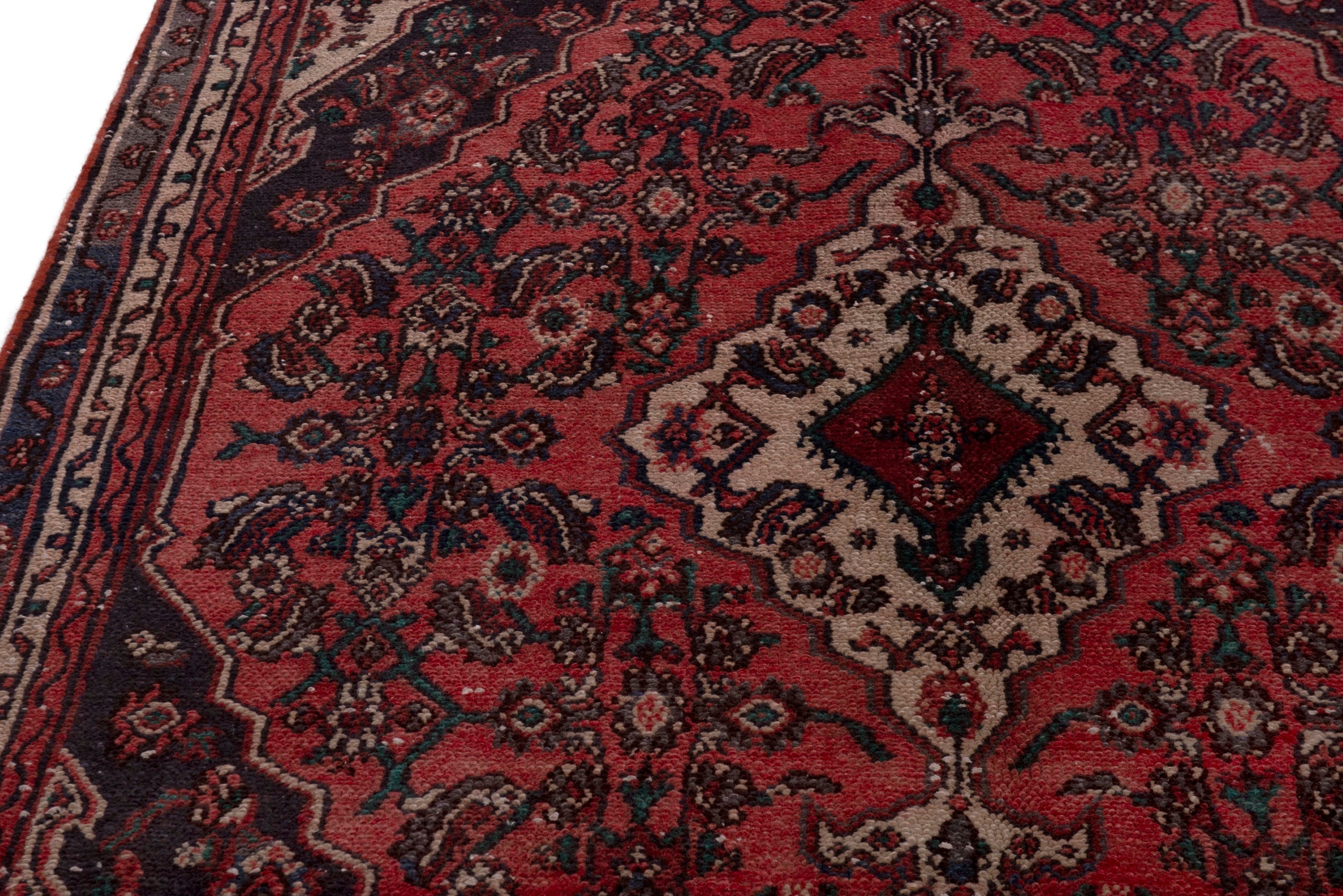 Persian Hamedan area rug in deep red and burgundy, view 9 of 19