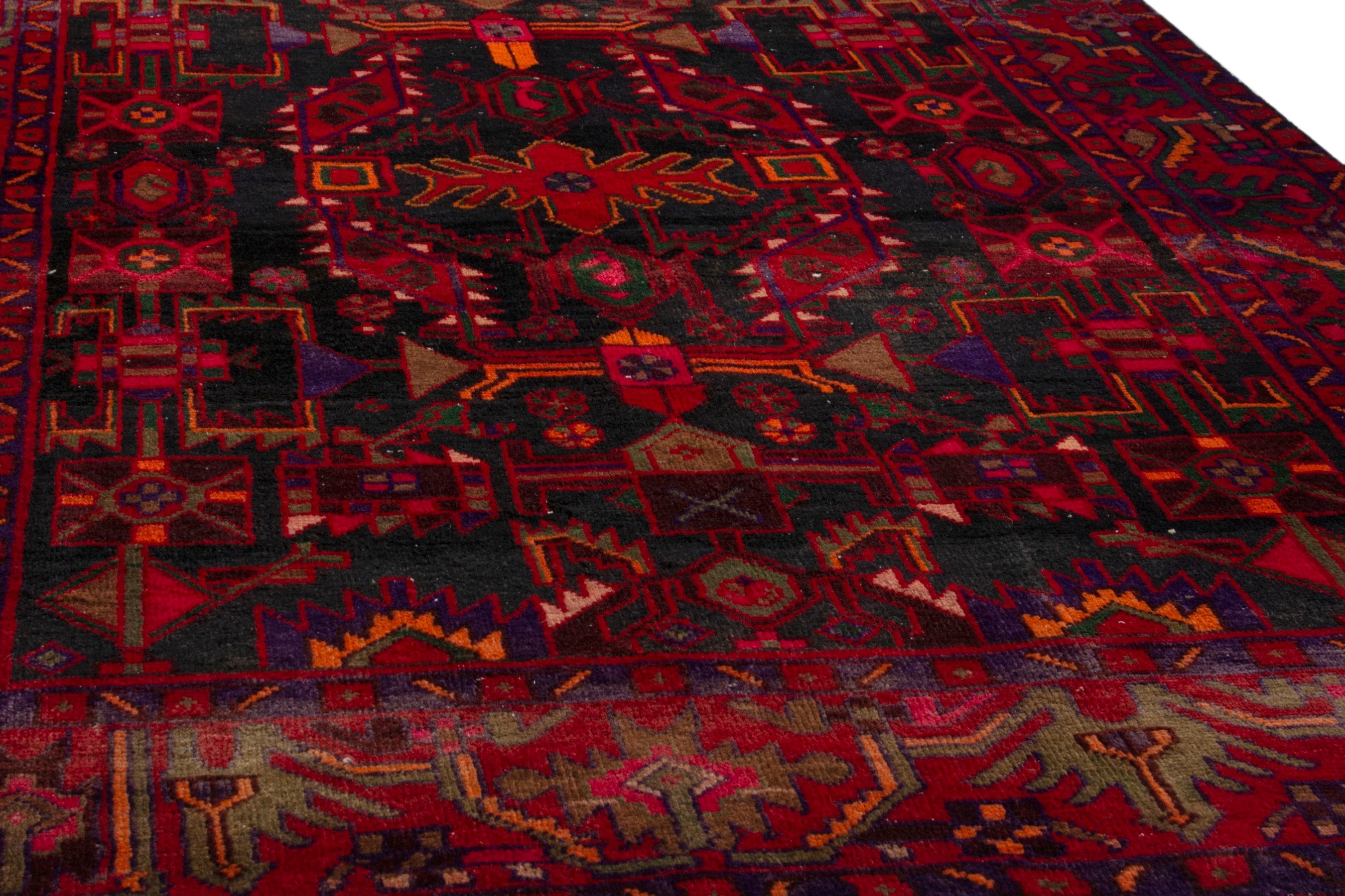Persian Borujerd area rug in deep red and burgundy, view 10 of 20