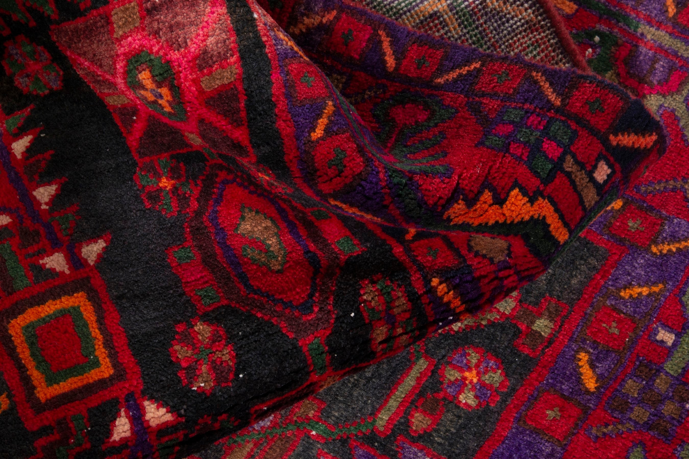 Persian Borujerd area rug in deep red and burgundy, view 18 of 20