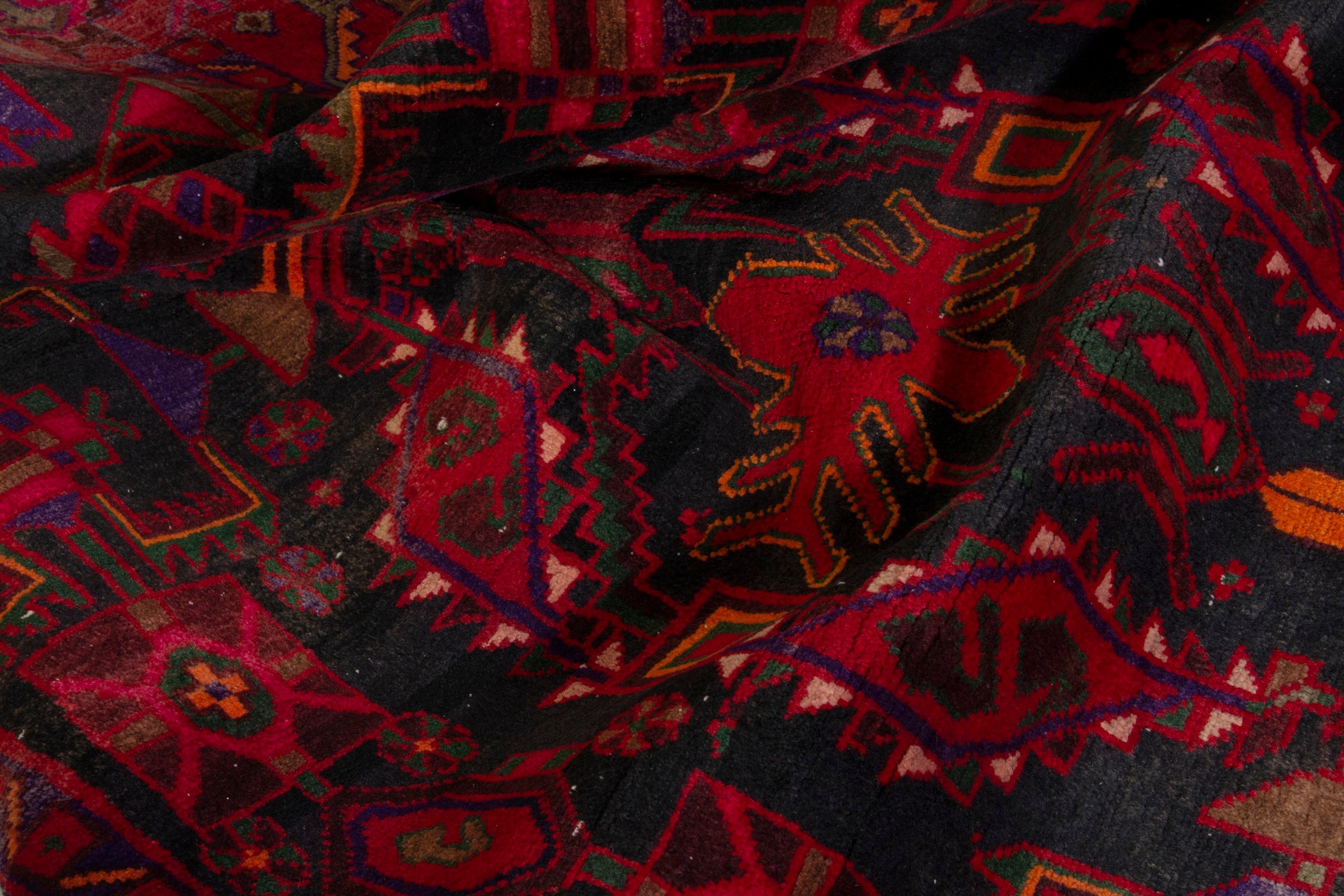 Persian Borujerd area rug in deep red and burgundy, view 19 of 20