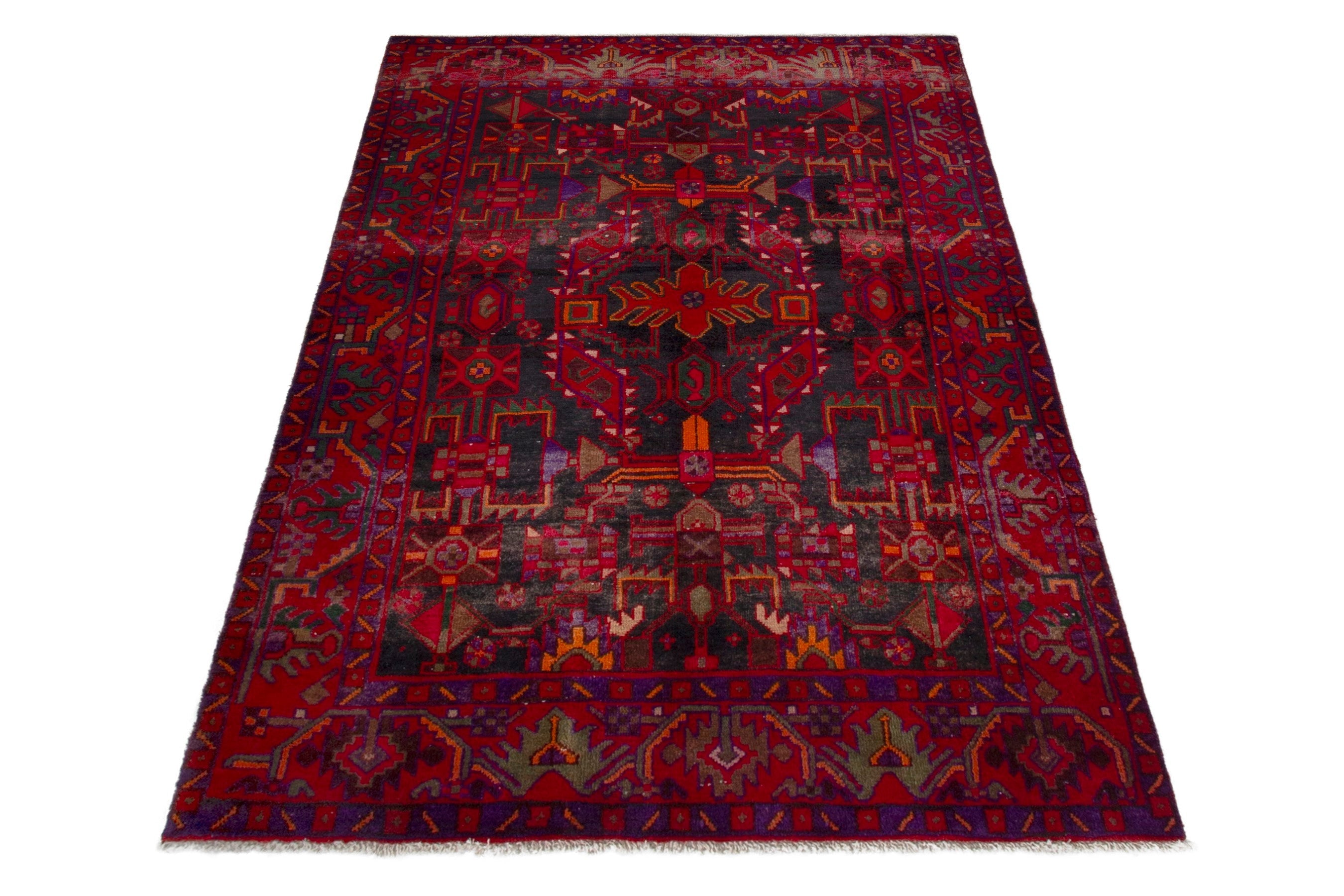 Persian Borujerd area rug in deep red and burgundy, view 3 of 20