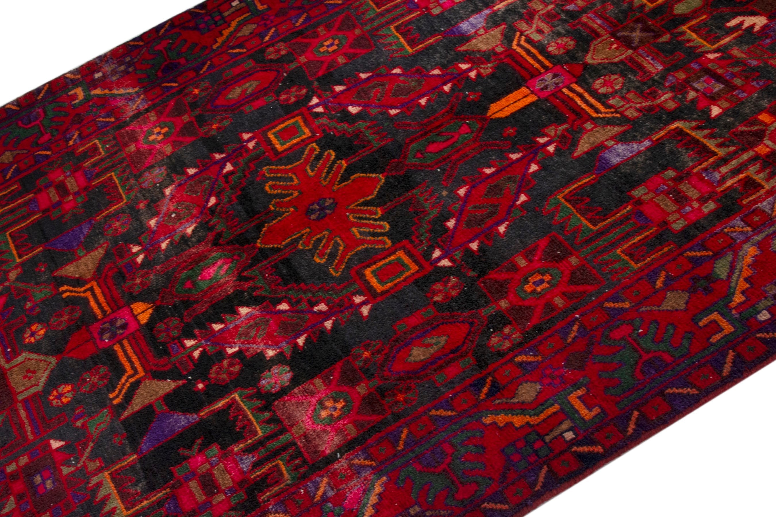Persian Borujerd area rug in deep red and burgundy, view 4 of 20