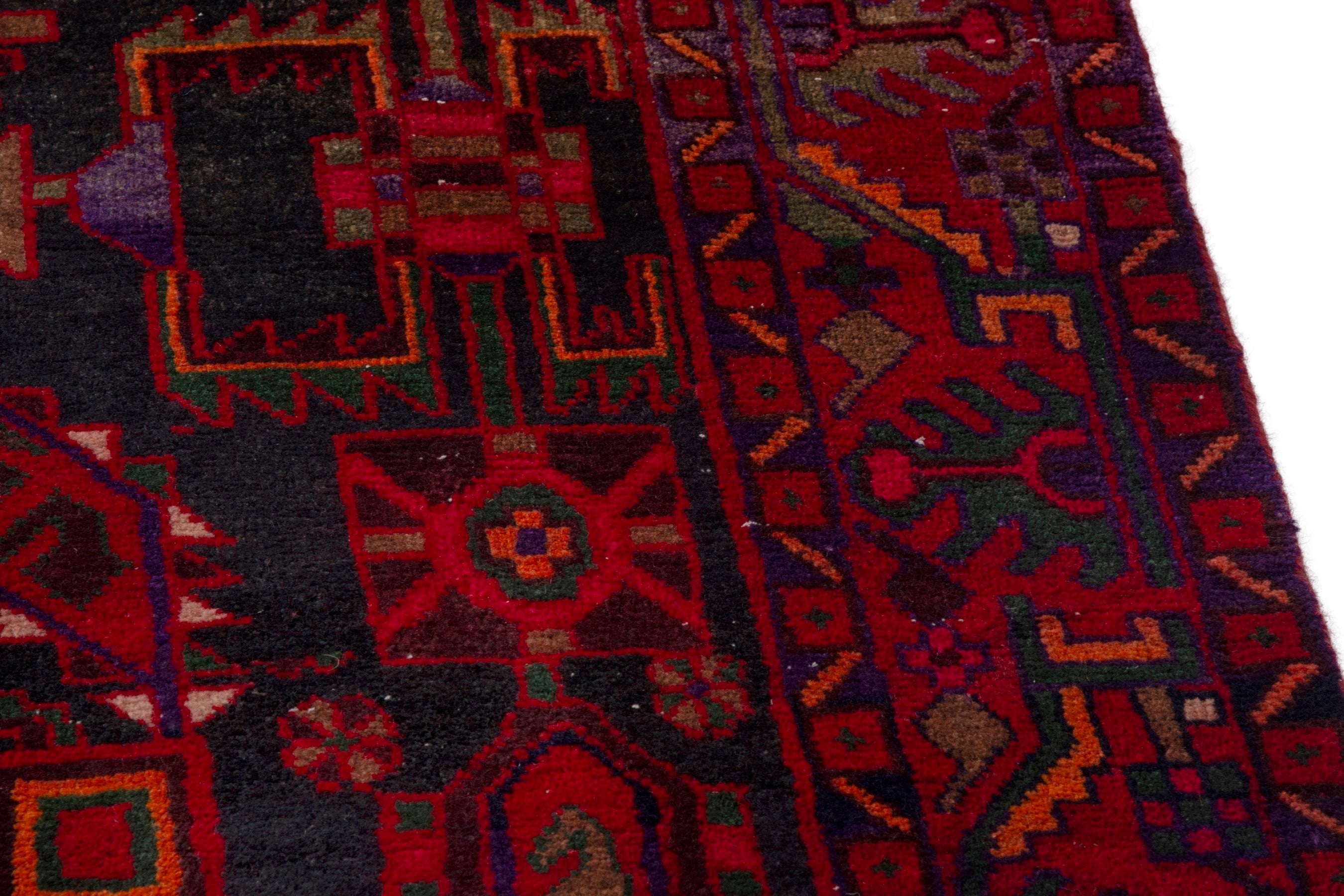 Persian Borujerd area rug in deep red and burgundy, view 7 of 20