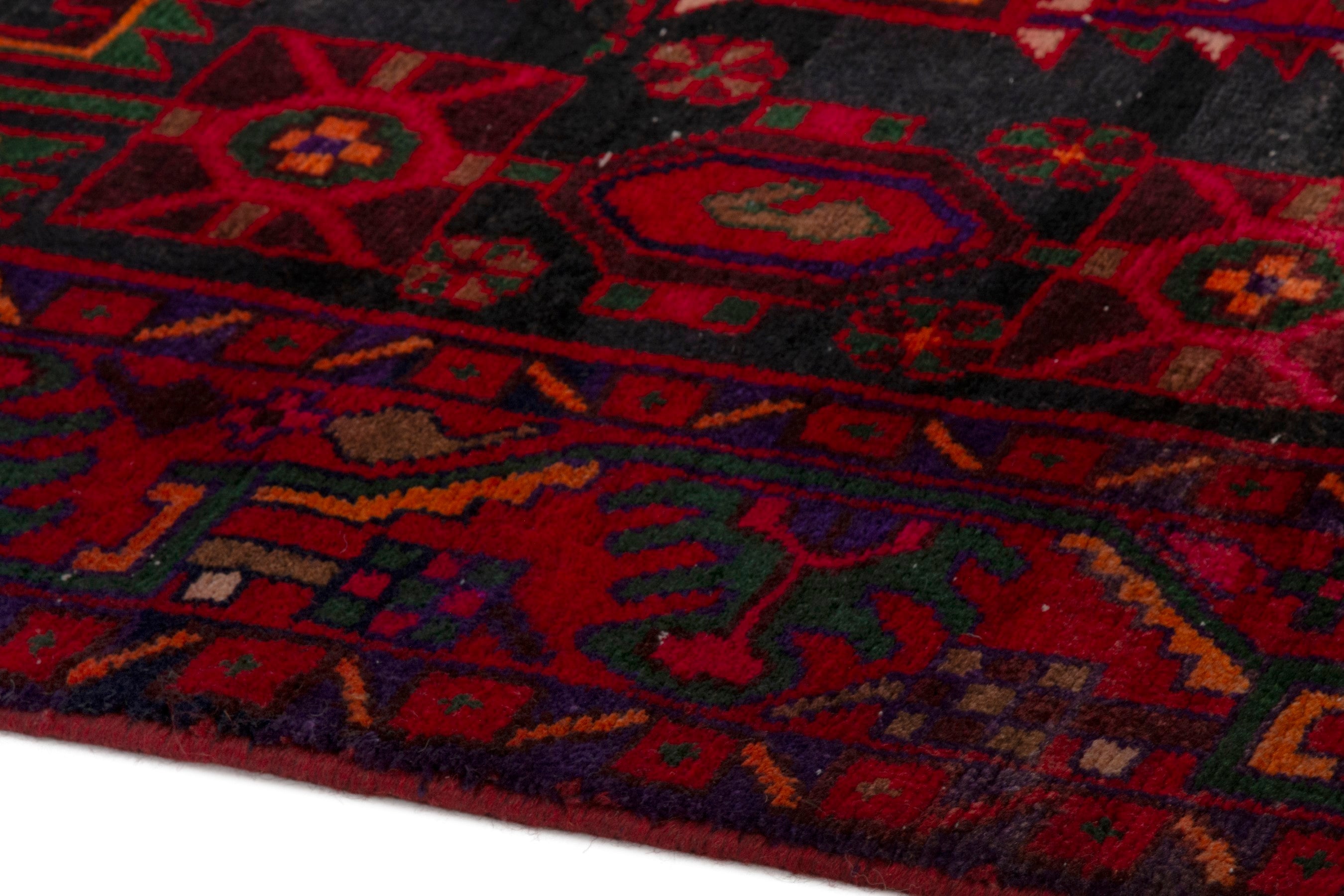 Persian Borujerd area rug in deep red and burgundy, view 8 of 20