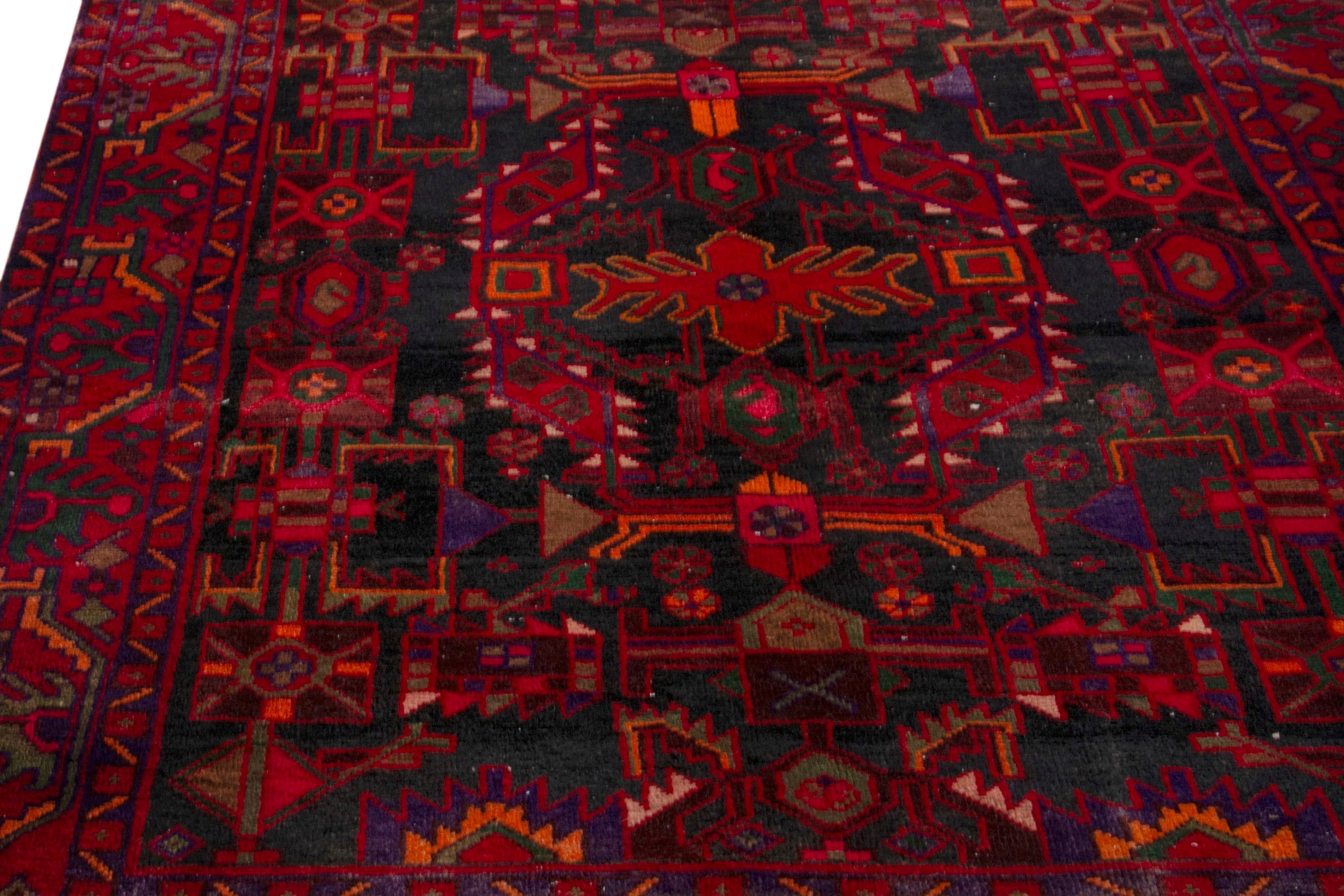 Persian Borujerd area rug in deep red and burgundy, view 9 of 20