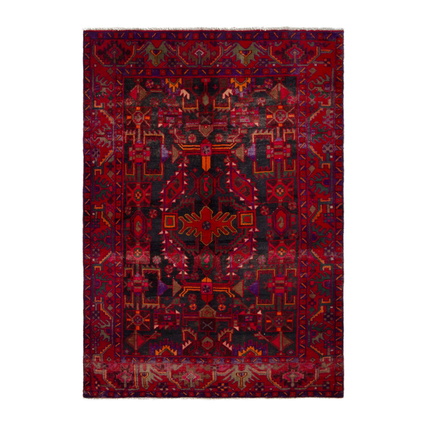 Persian Borujerd area rug in deep red and burgundy, 5'3" x 7'7"
