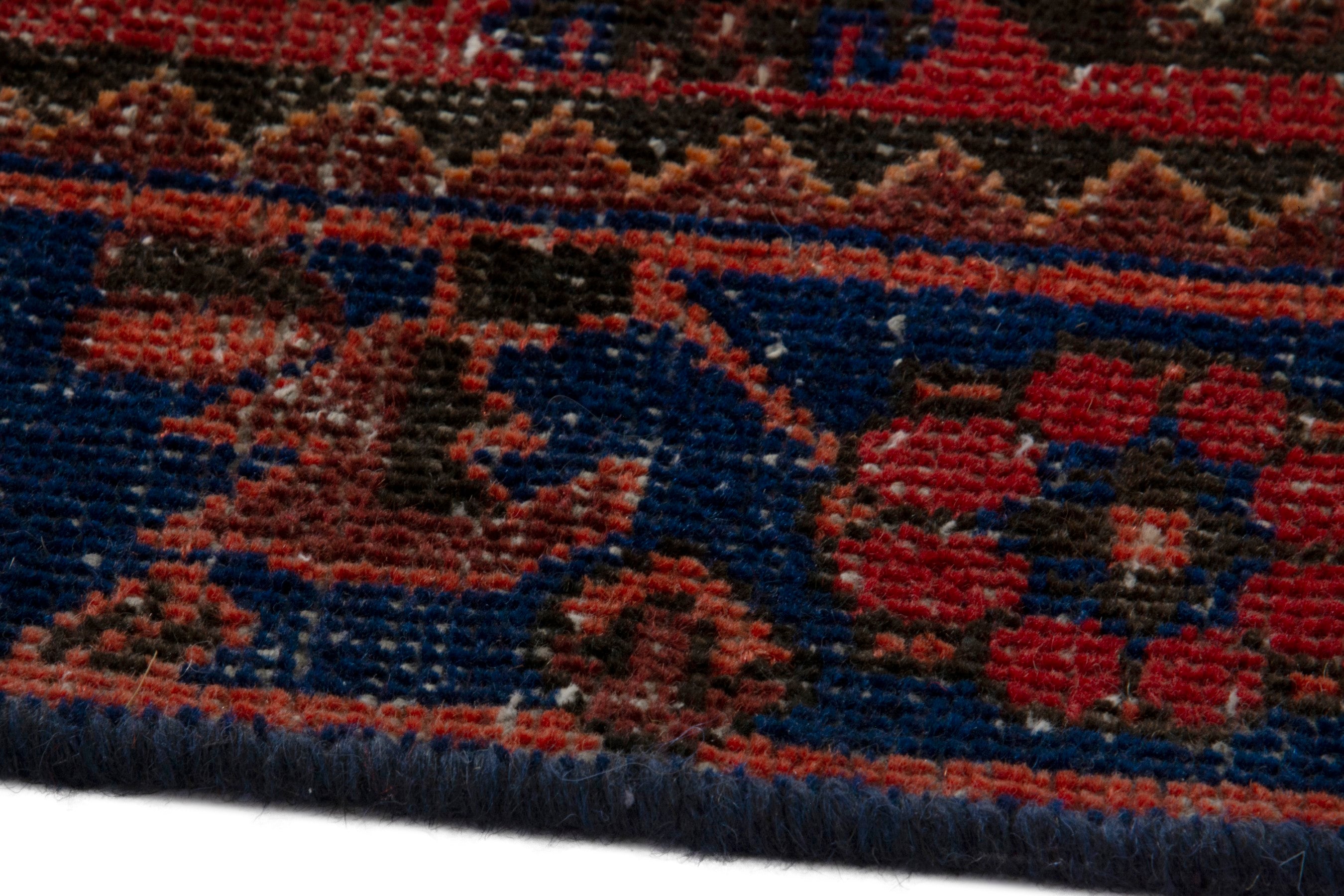 Persian Ferdos runner rug in burgundy and dark brown, view 11 of 19