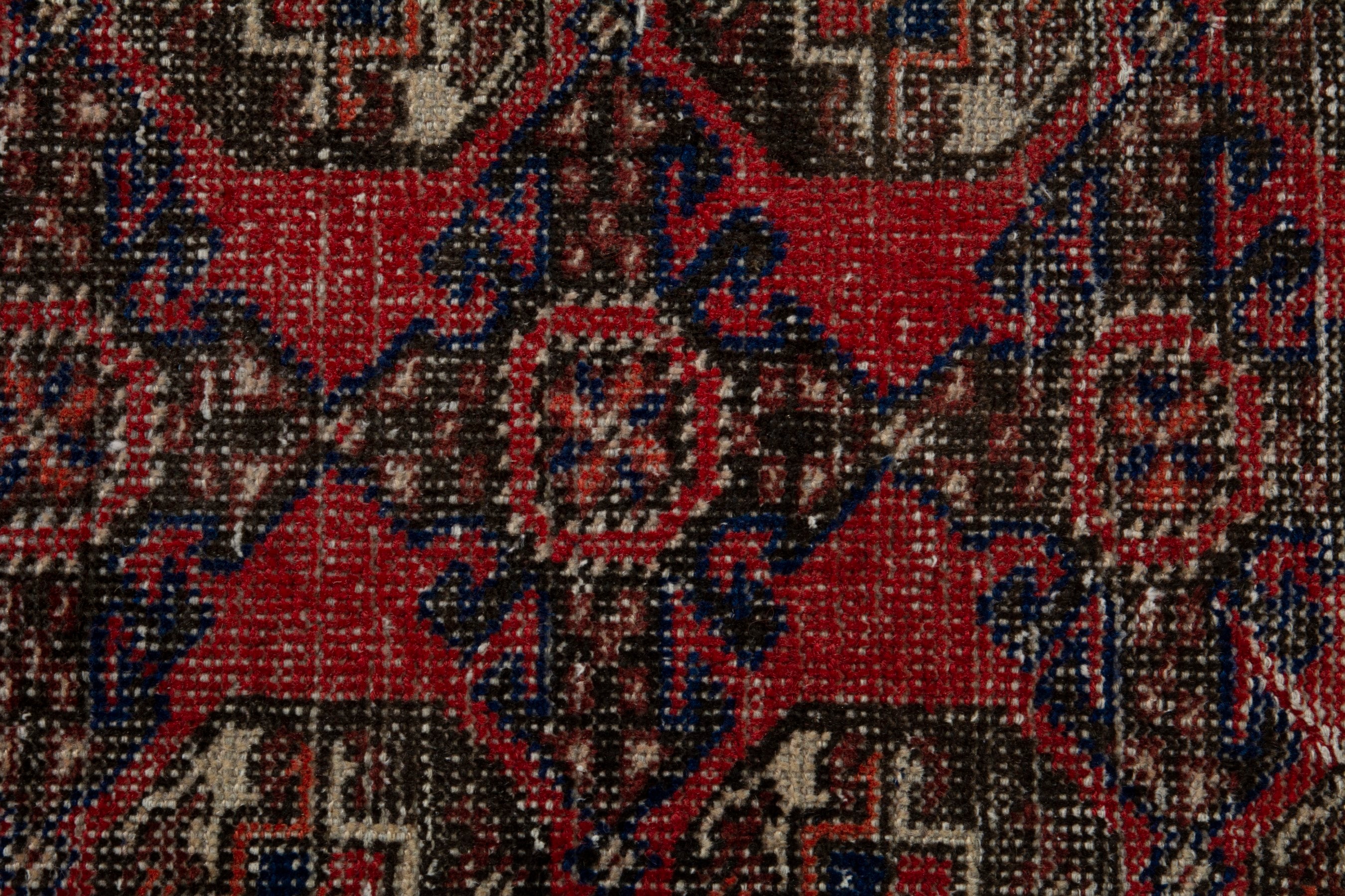 Persian Ferdos runner rug in burgundy and dark brown, view 12 of 19