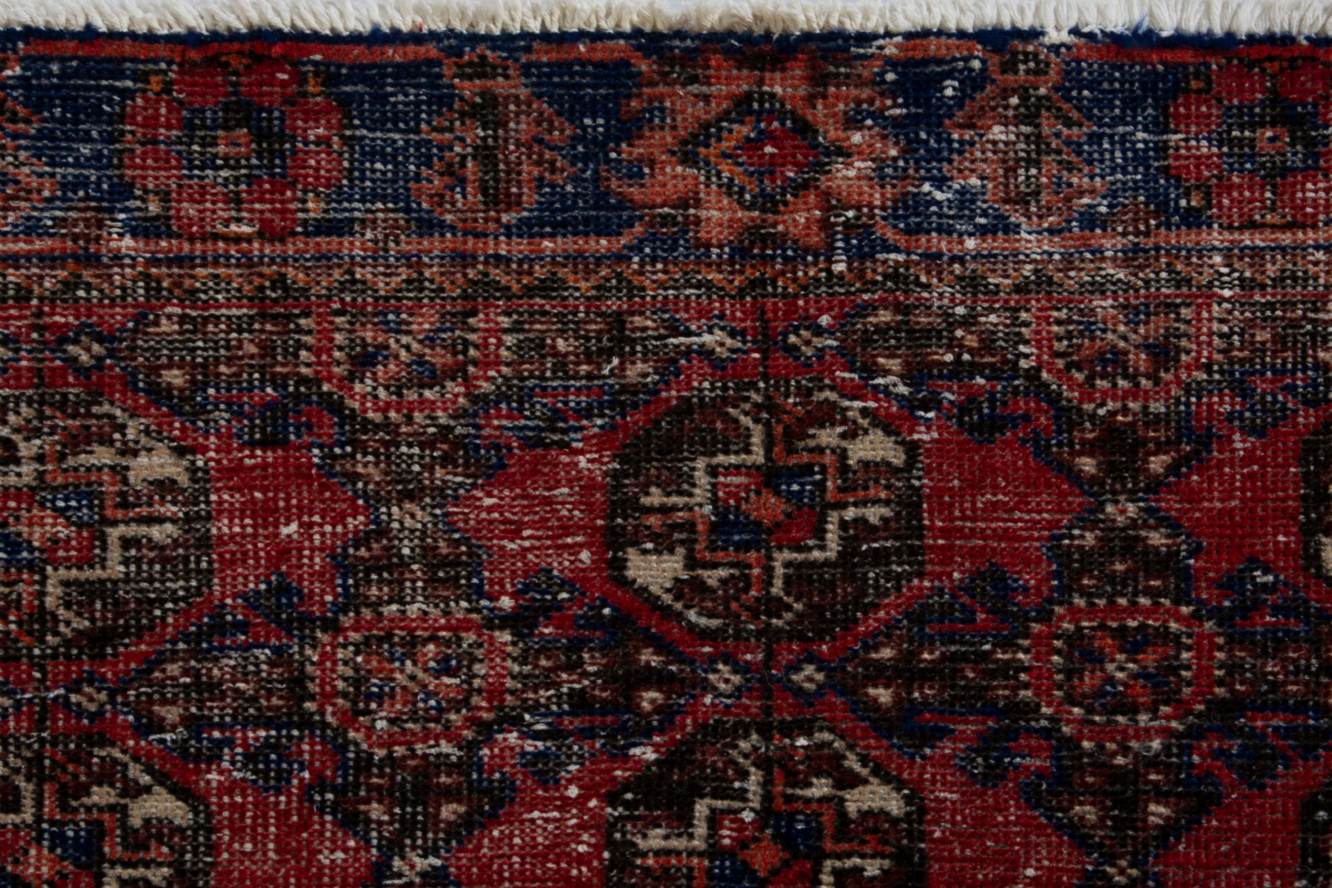 Persian Ferdos runner rug in burgundy and dark brown, view 14 of 19