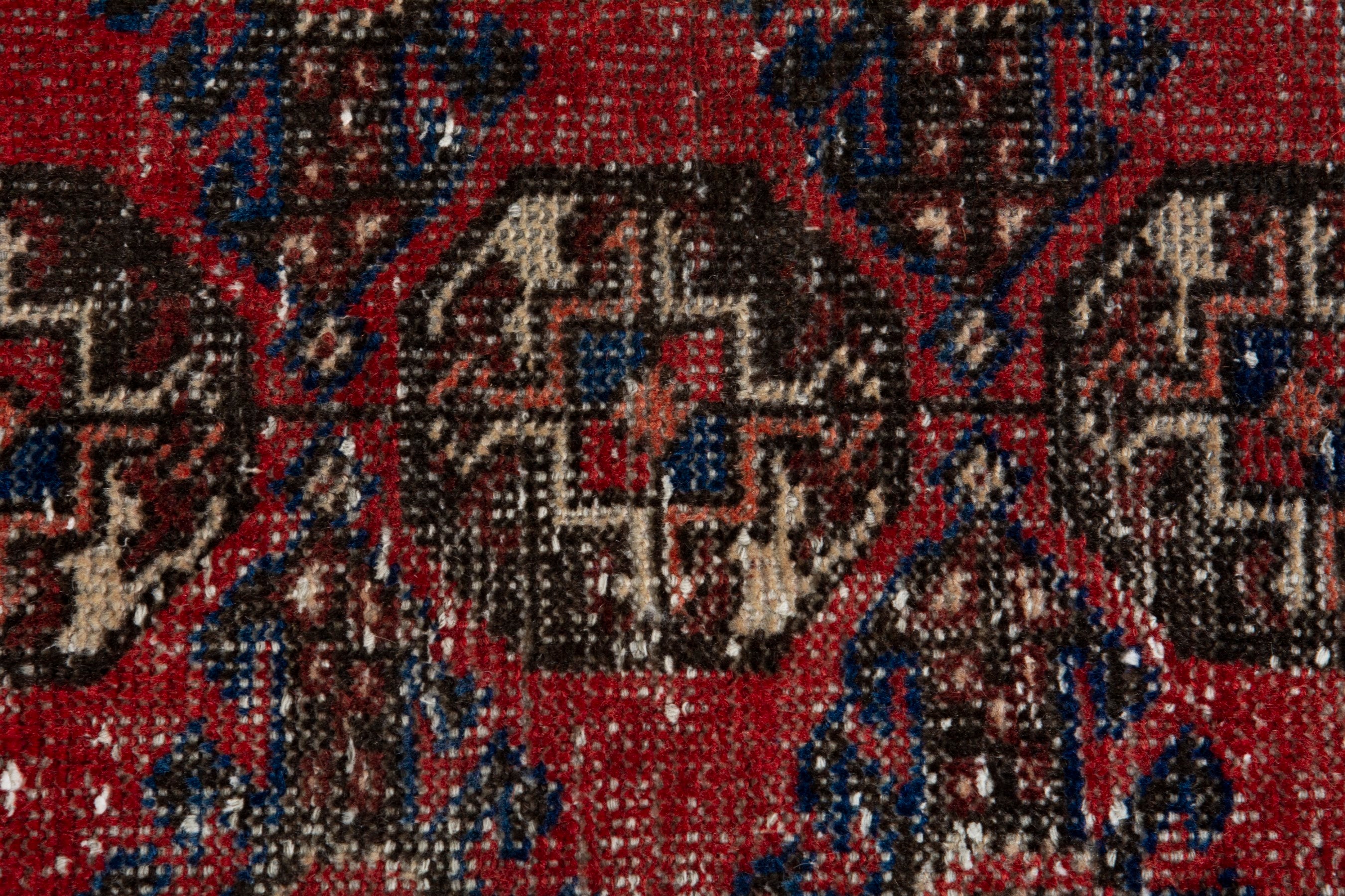 Persian Ferdos runner rug in burgundy and dark brown, view 15 of 19