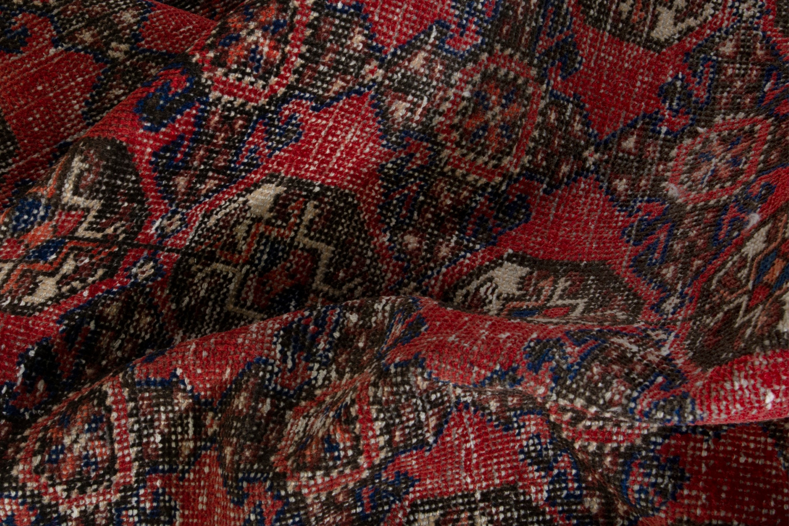 Persian Ferdos runner rug in burgundy and dark brown, view 17 of 19