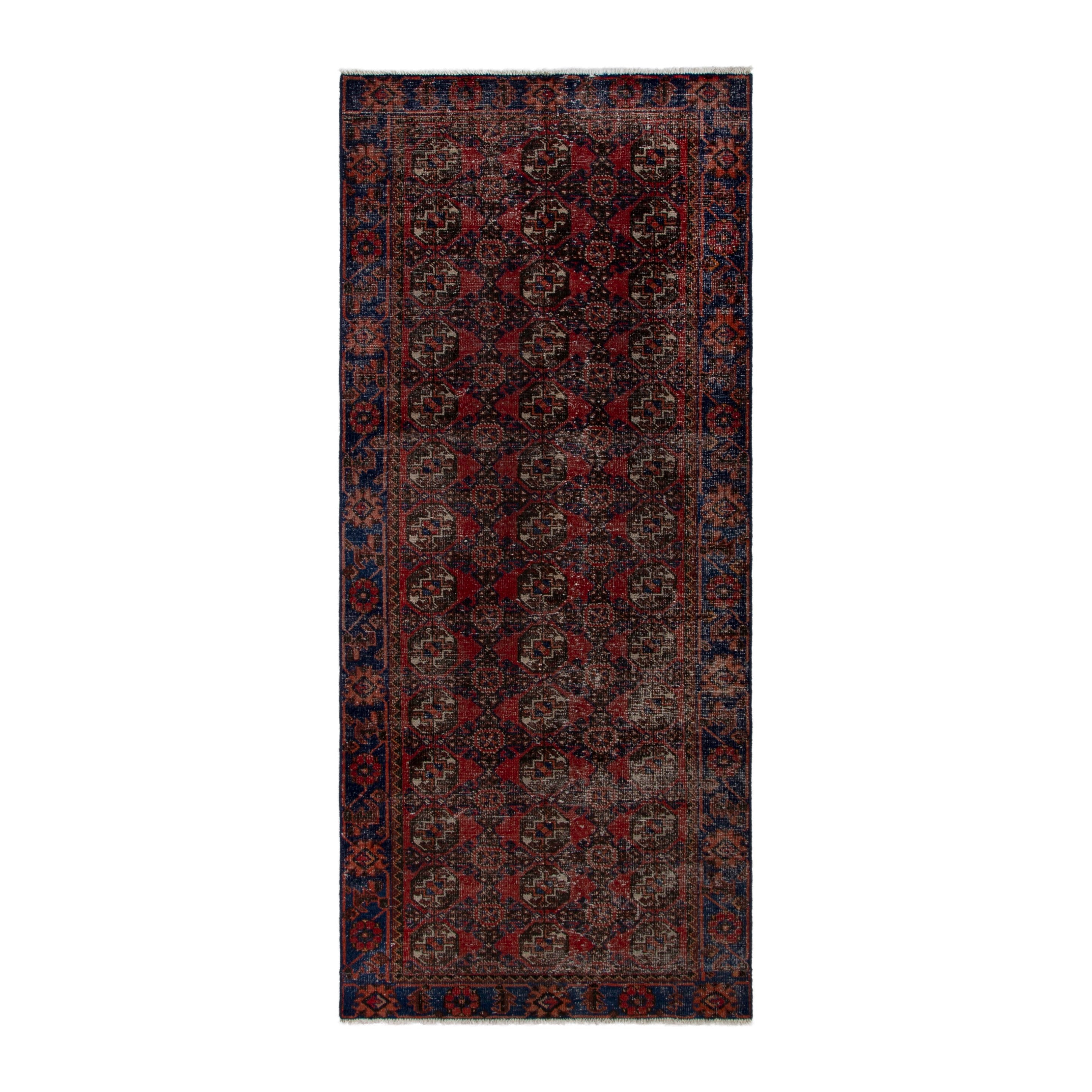 Persian Ferdos runner rug in burgundy and dark brown, 3'11" x 9'3"