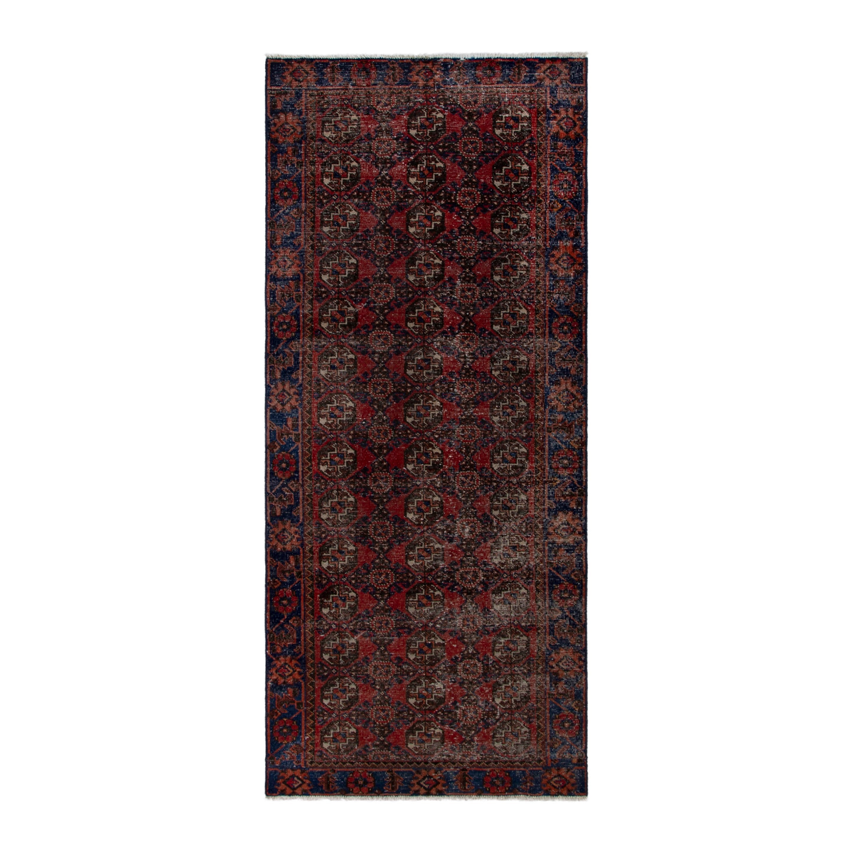 Persian Ferdos runner rug in burgundy and dark brown, 3'11" x 9'3"