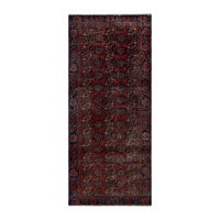 Persian Ferdos runner rug in burgundy and dark brown, 3'11" x 9'3"