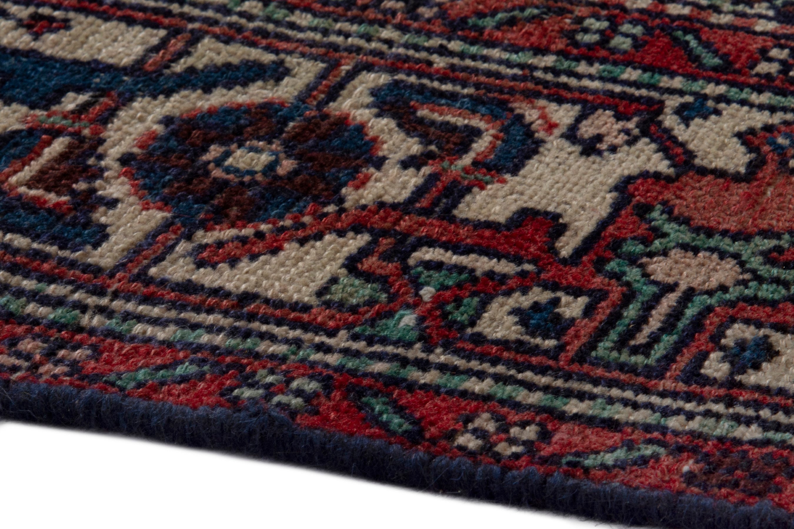 Persian Hamedan area rug in burgundy and cream, view 9 of 20