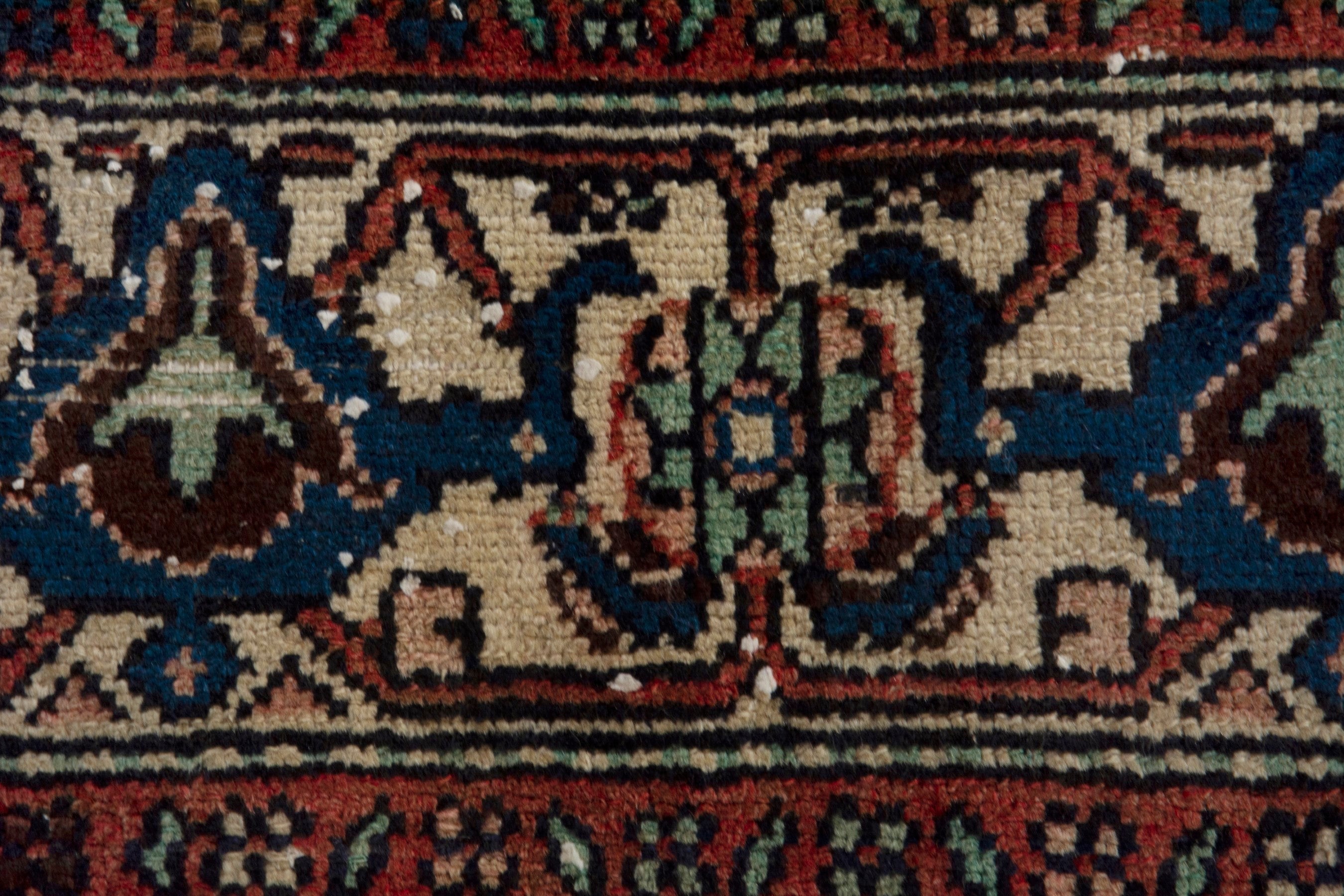 Persian Hamedan area rug in burgundy and cream, view 12 of 20