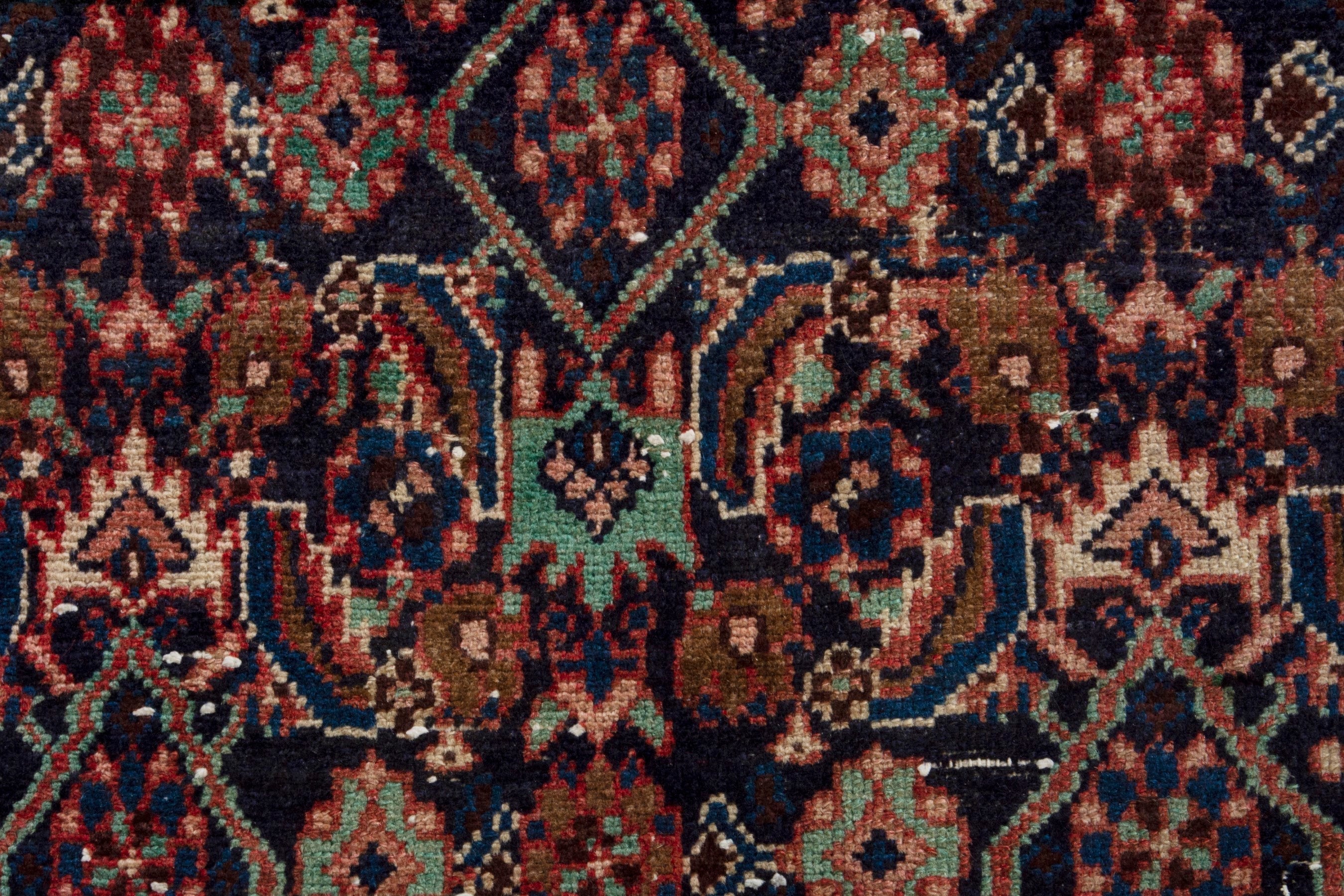 Persian Hamedan area rug in burgundy and cream, view 13 of 20