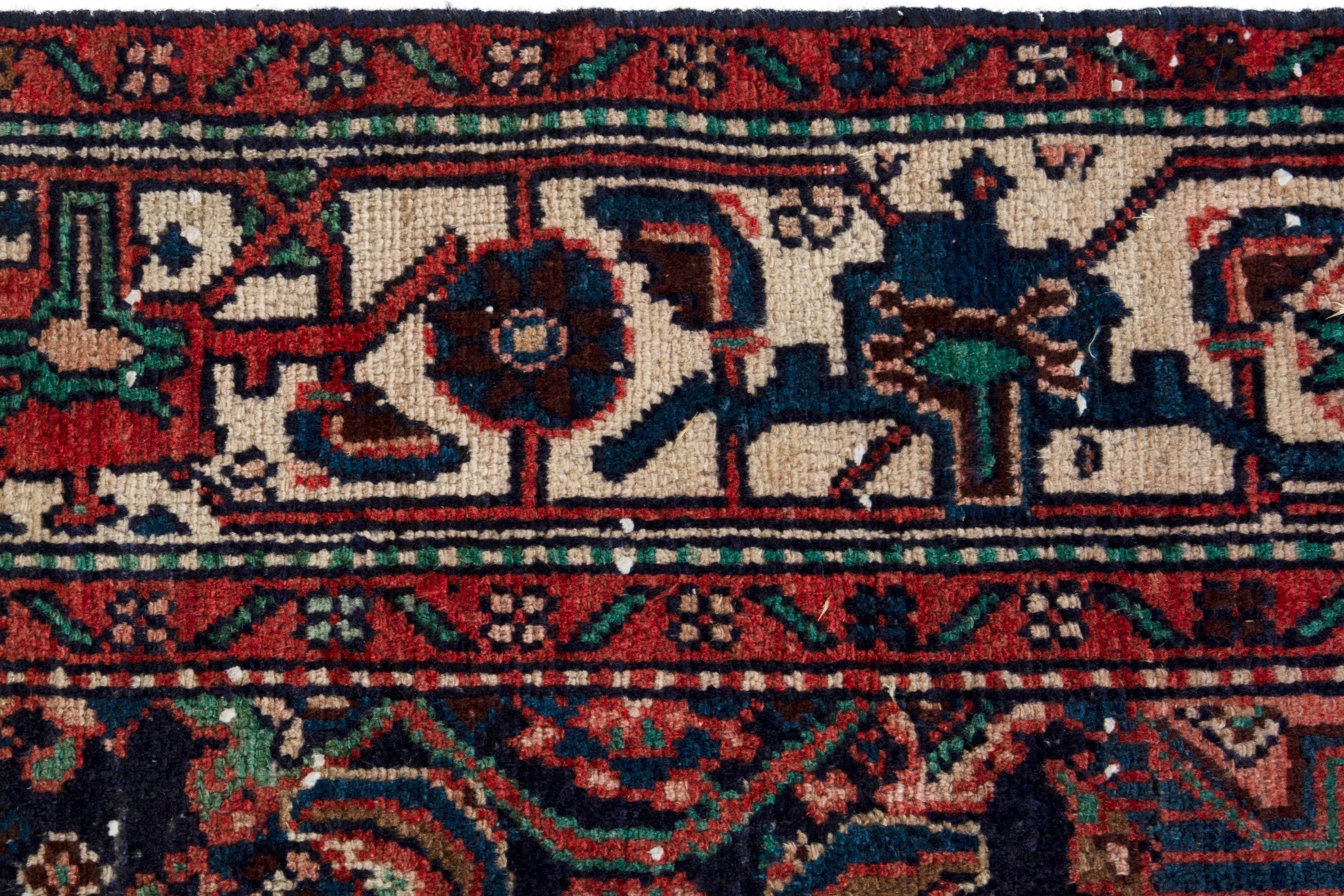 Persian Hamedan area rug in burgundy and cream, view 15 of 20