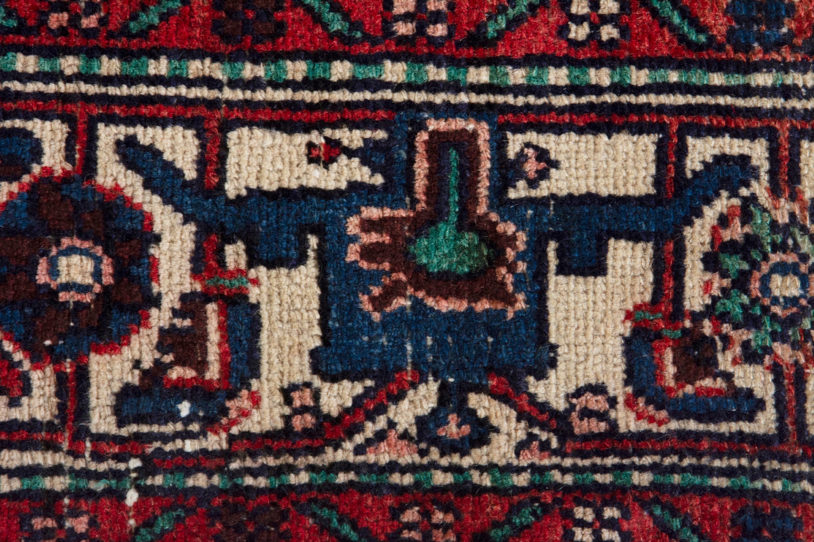 Persian Hamedan area rug in burgundy and cream, view 16 of 20