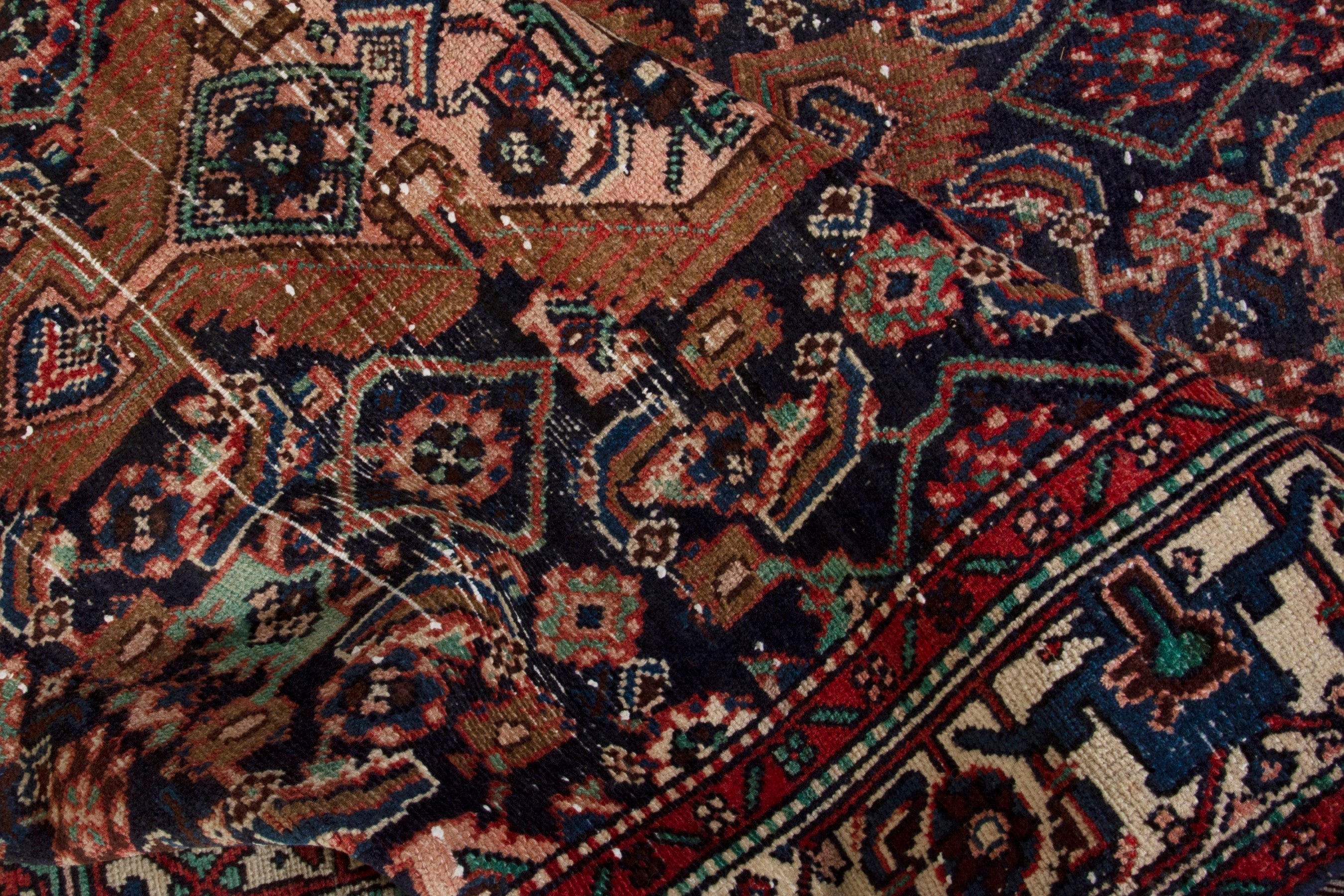 Persian Hamedan area rug in burgundy and cream, view 18 of 20