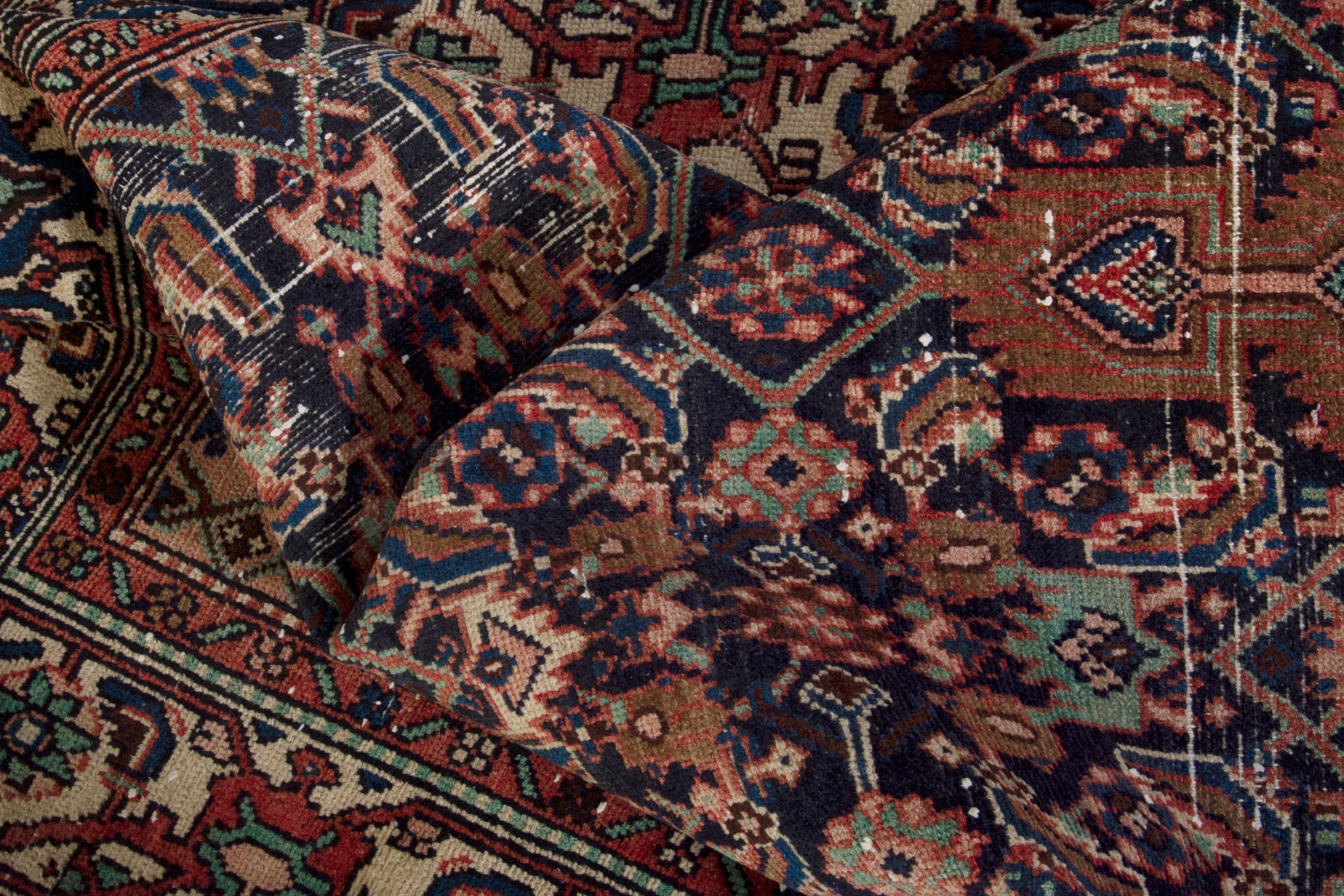 Persian Hamedan area rug in burgundy and cream, view 19 of 20