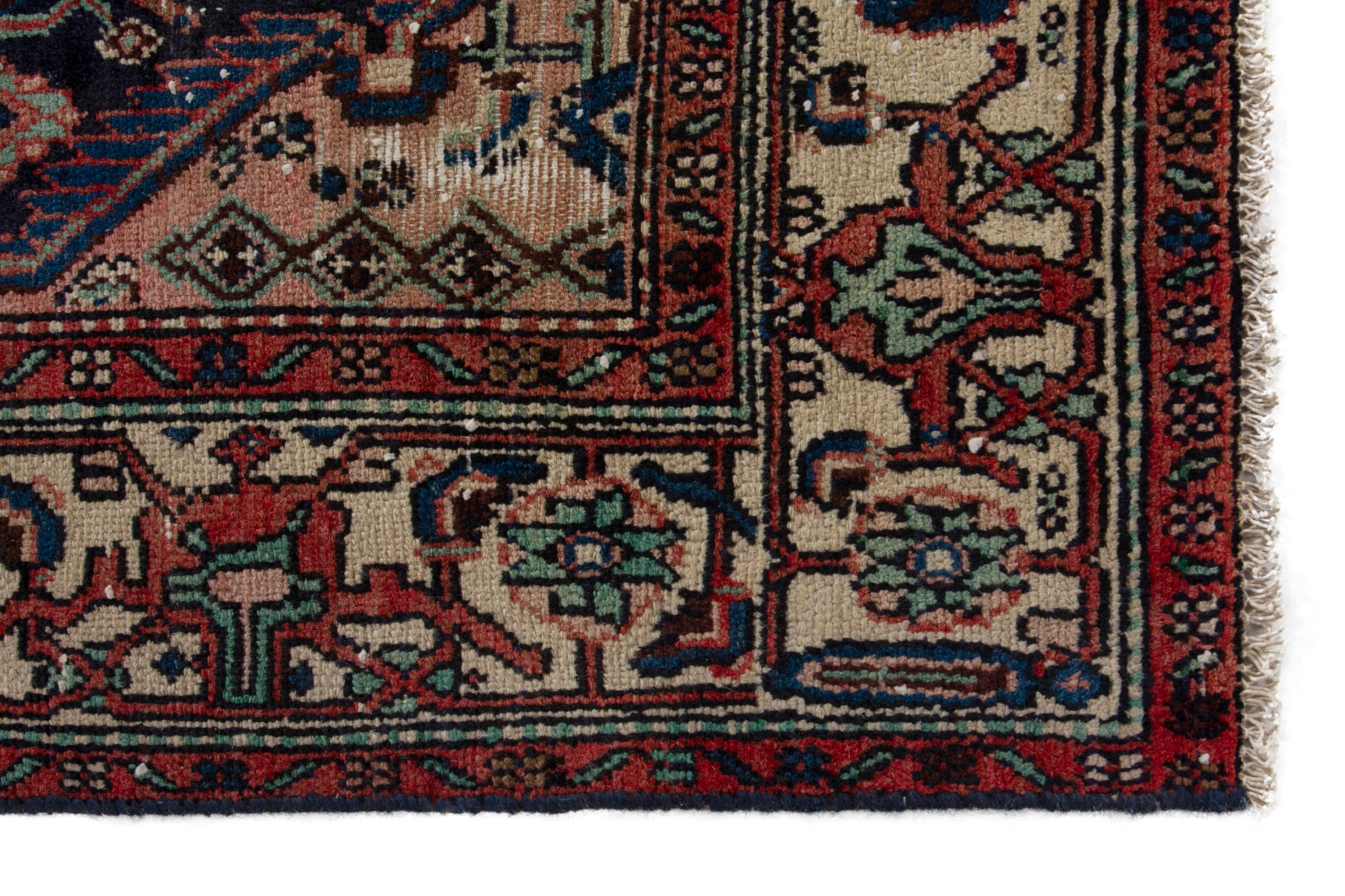 Persian Hamedan area rug in burgundy and cream, view 5 of 20