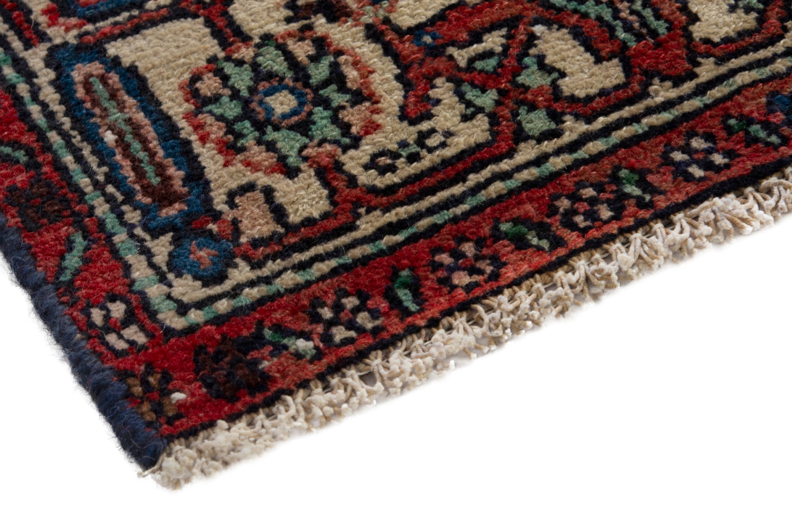 Persian Hamedan area rug in burgundy and cream, view 6 of 20