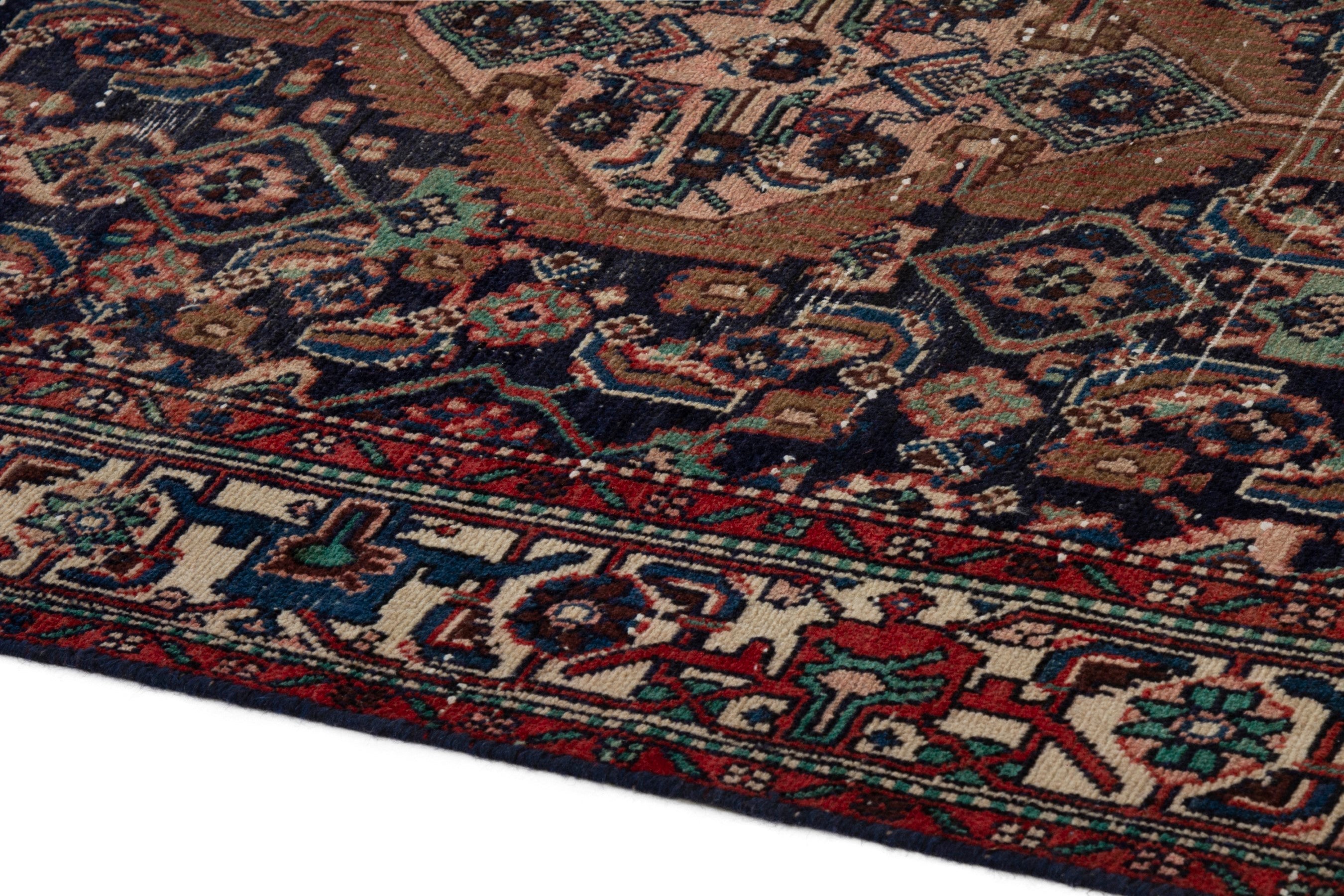 Persian Hamedan area rug in burgundy and cream, view 8 of 20