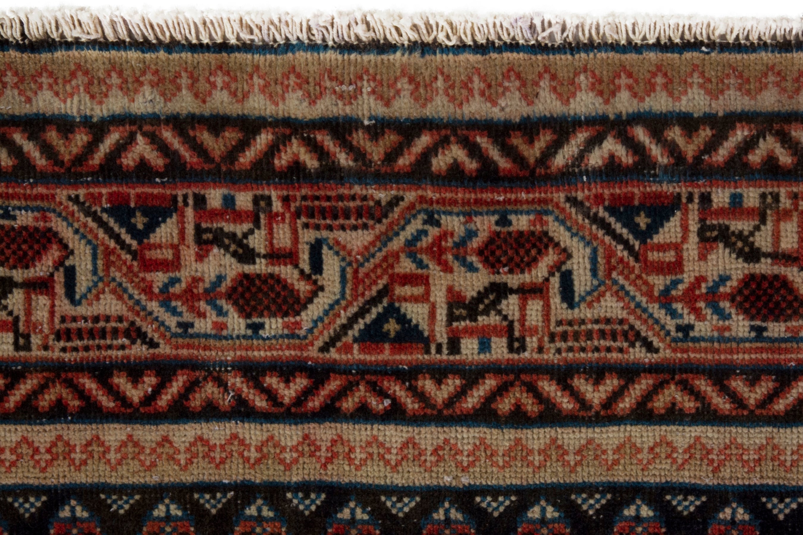 Persian Botteh area rug in navy and burgundy, view 11 of 19