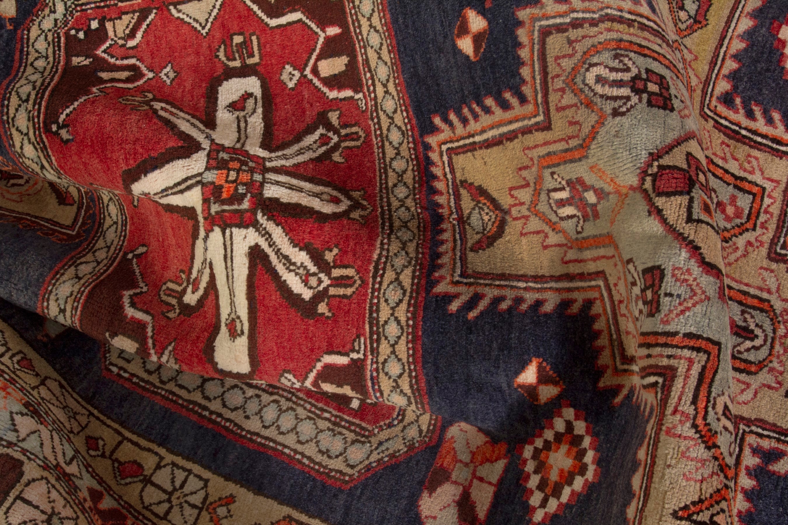Persian Ardabil runner rug in navy and deep red, view 18 of 19