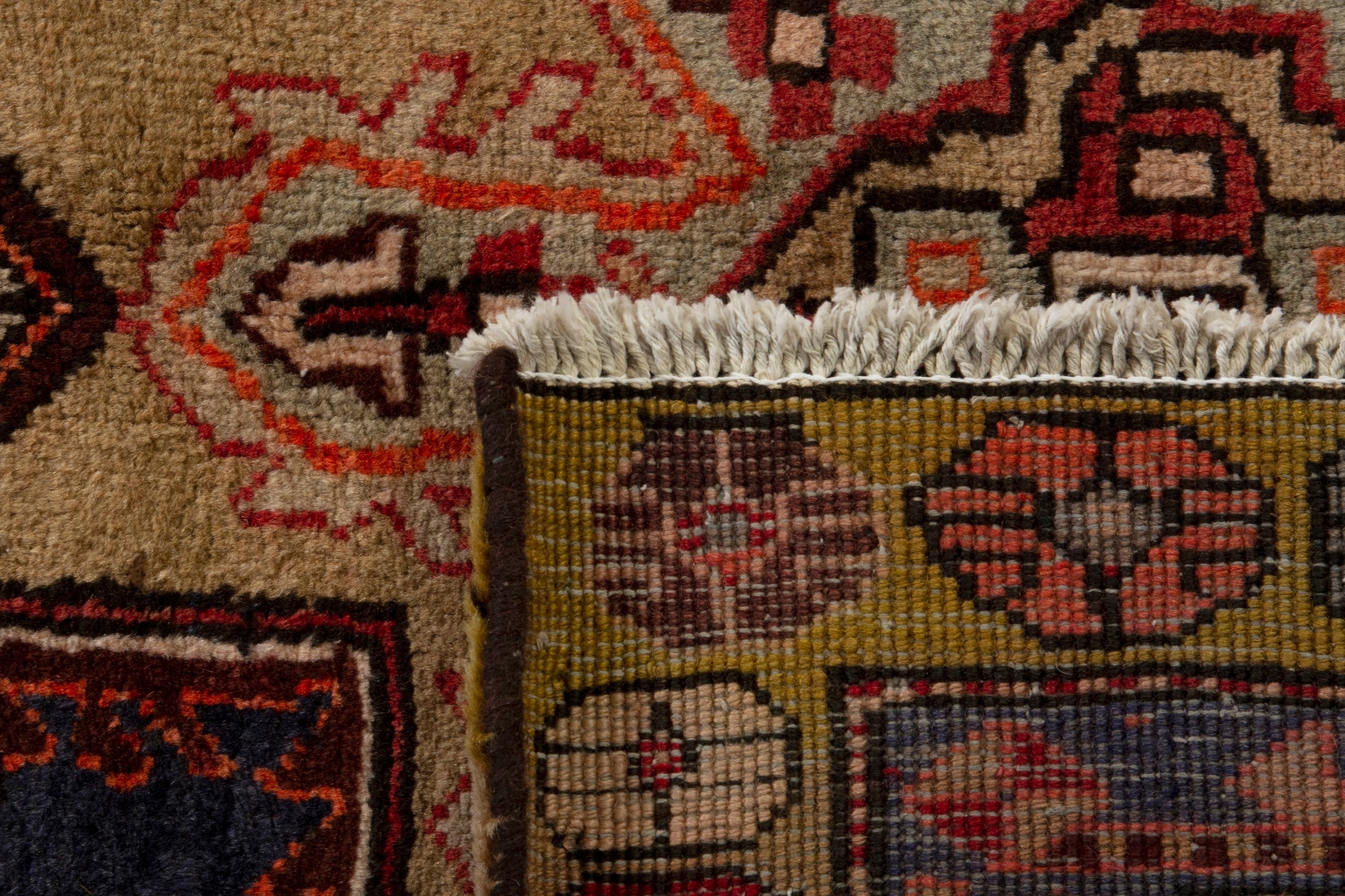 Persian Ardabil runner rug in navy and deep red, view 19 of 19