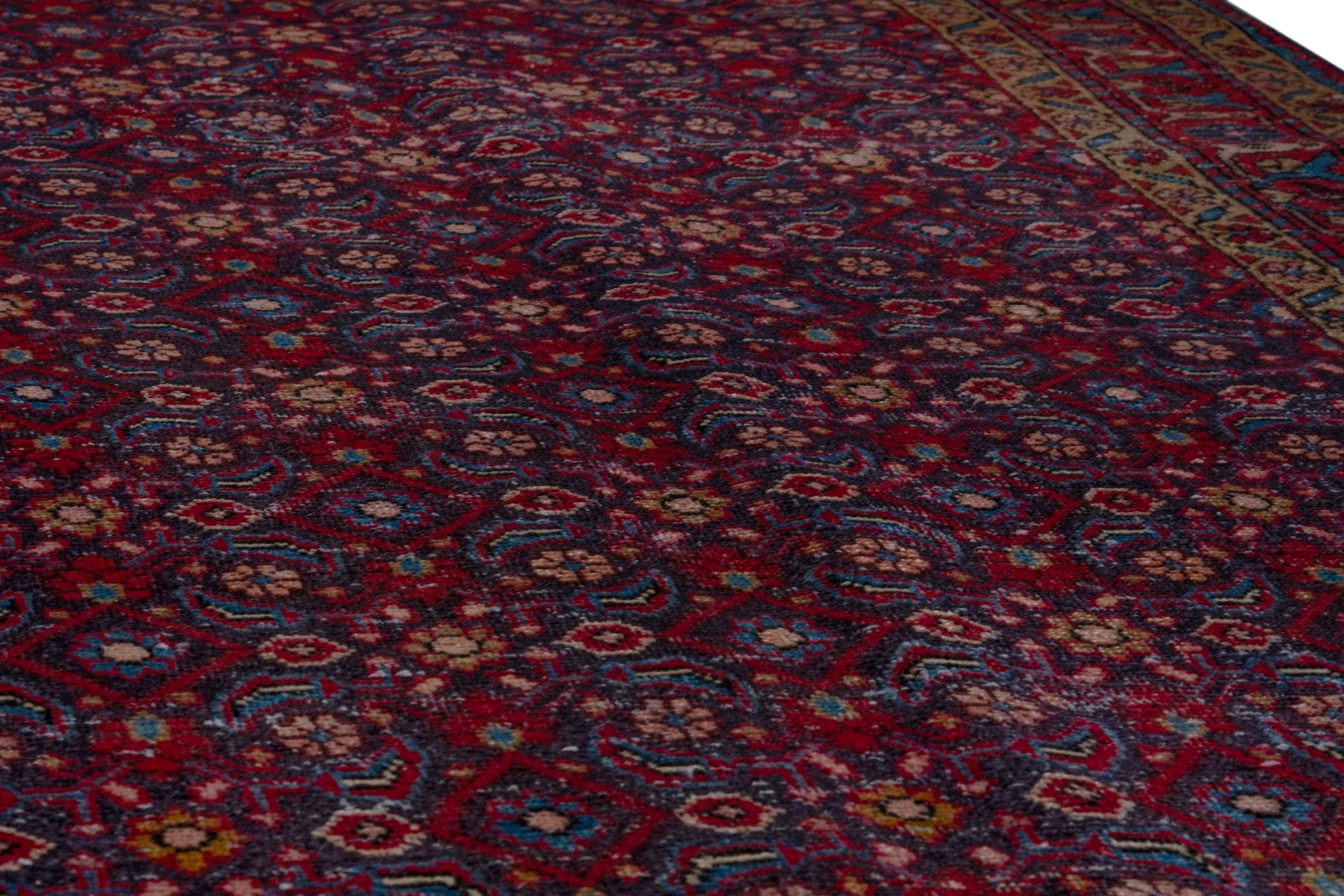 Persian Mahal area rug in burgundy and deep red, view 11 of 20